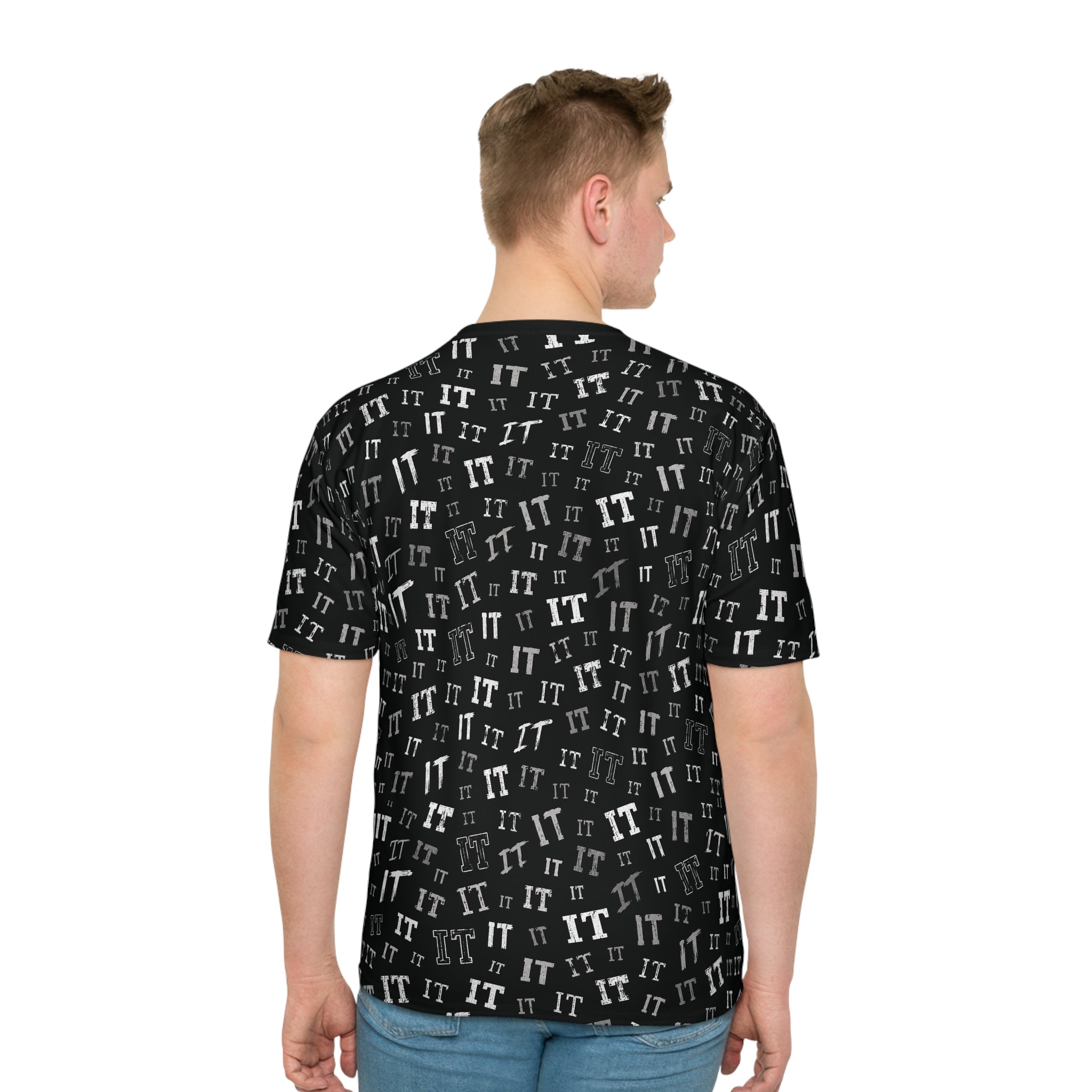 Black 'IT' Pattern Graphic All-Over Print Unisex T-Shirt
