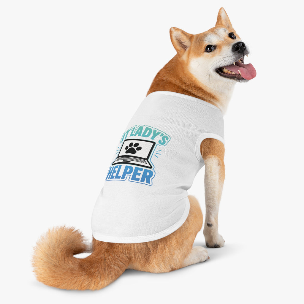 IT LADY'S HELPER Laptop Paw Graphic Dog & Cat Tee Pet Tank Top