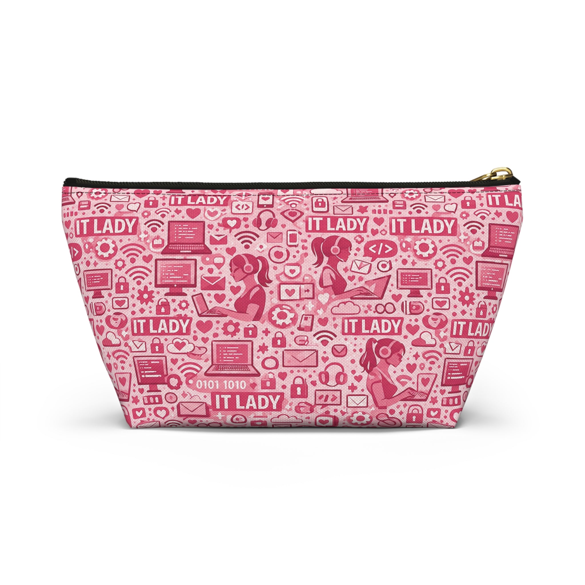 IT Lady Pink Tech Accessory Pouch - T‑Bottom Makeup & Gadget Organizer