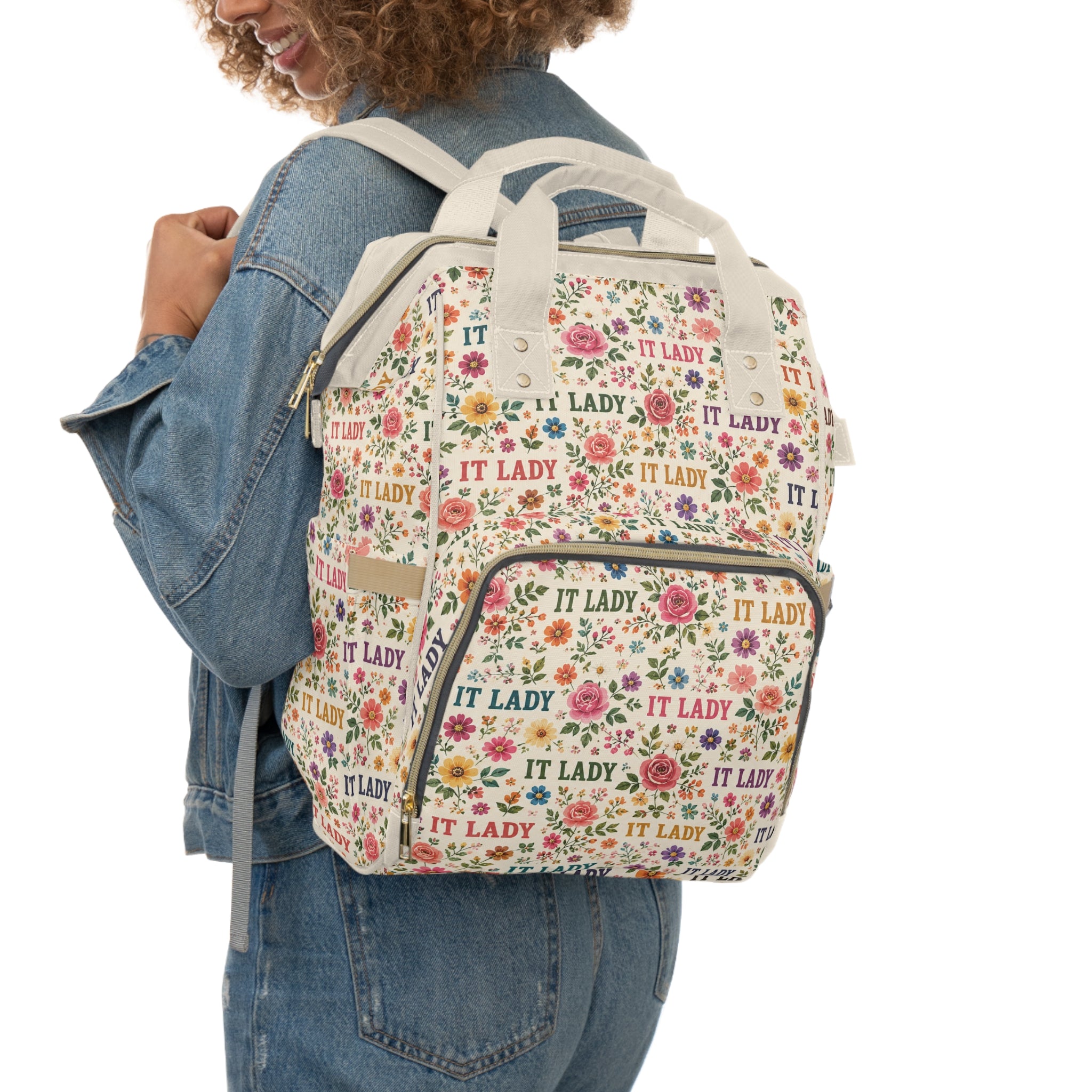 IT LADY Floral Pattern Multifunction Travel Backpack