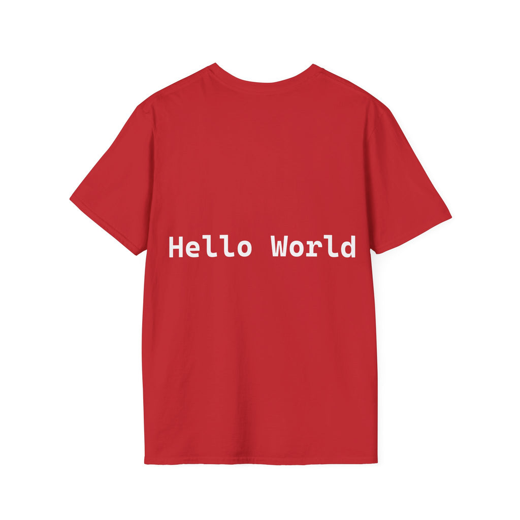 Front: print("Hello World") Back: Hello World Programmer Unisex Softstyle T-Shirt