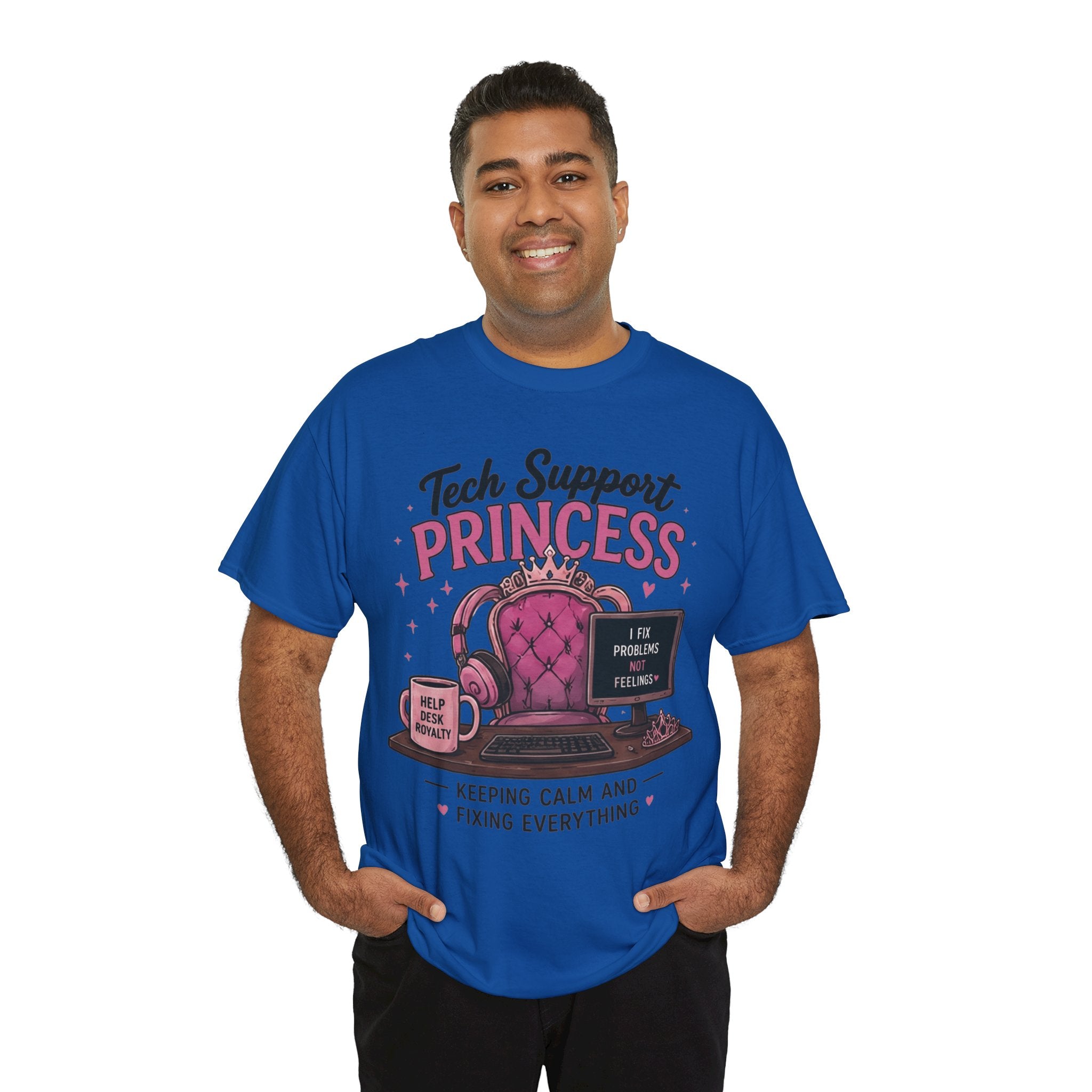 Tech Support Princess Keeping Calm and Fixing Everything Heavy Cotton T‑Shirt