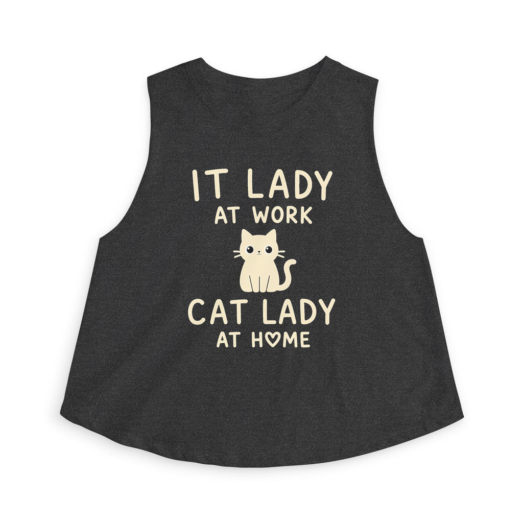 IT Lady at Work, Cat Lady at Home Crop Top