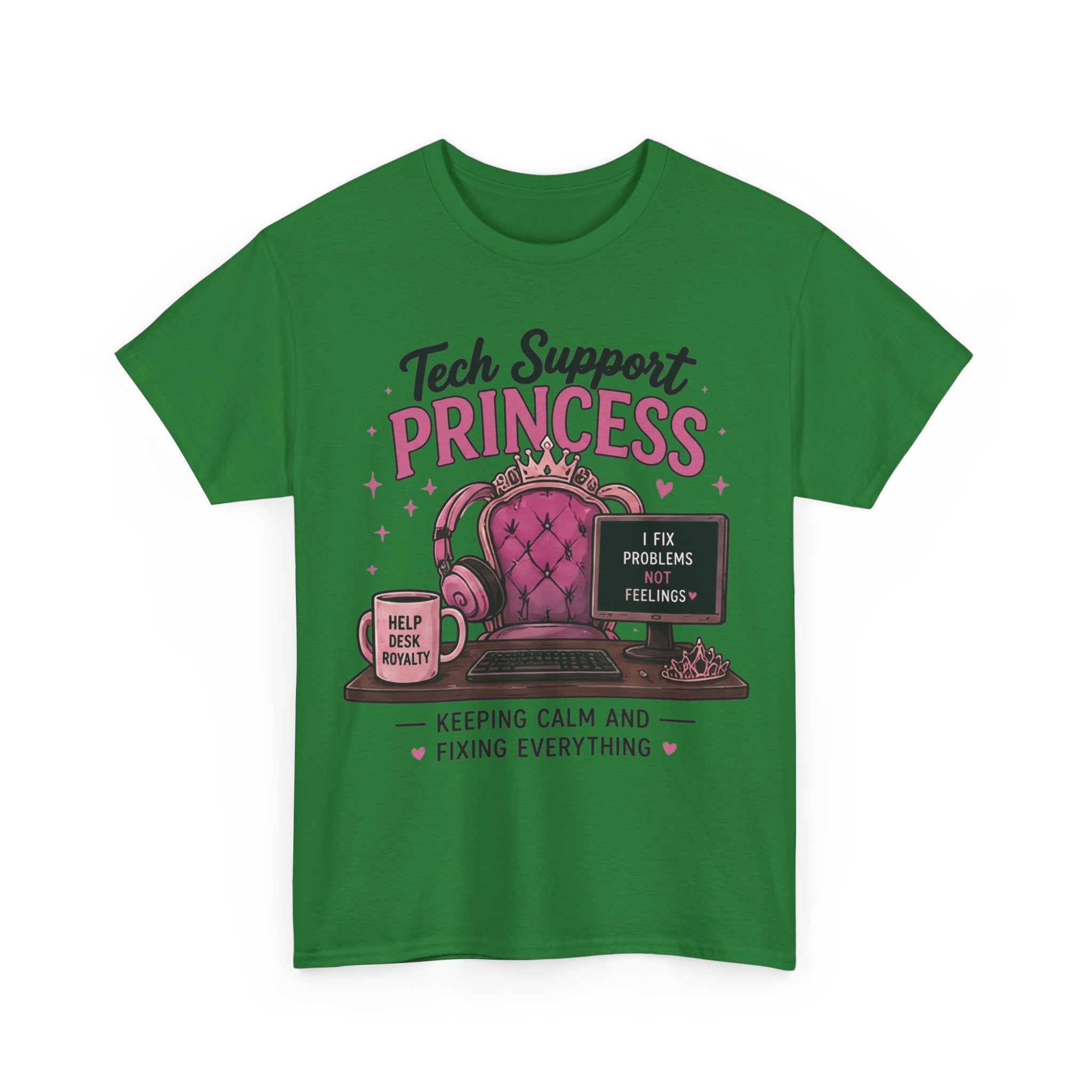 Tech Support Princess Keeping Calm and Fixing Everything Heavy Cotton T‑Shirt