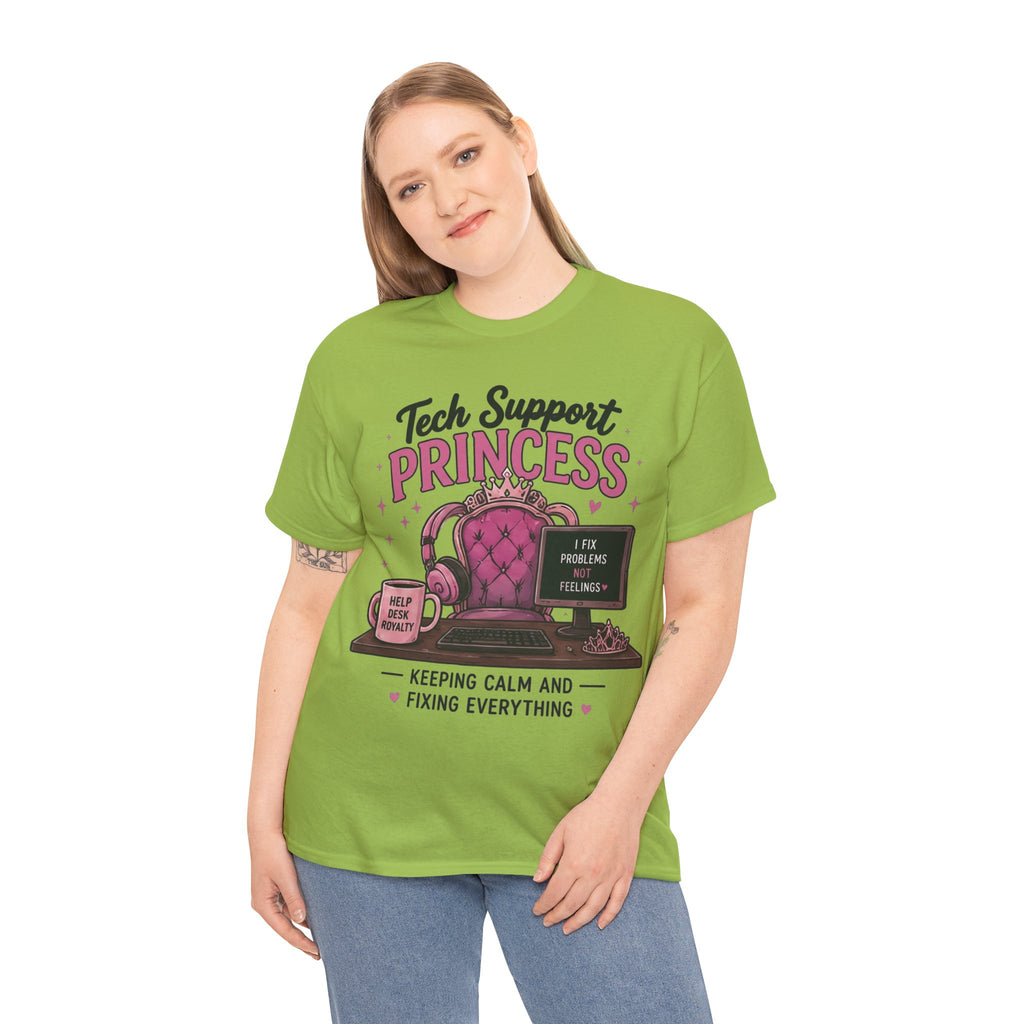 Tech Support Princess Keeping Calm and Fixing Everything Heavy Cotton T‑Shirt