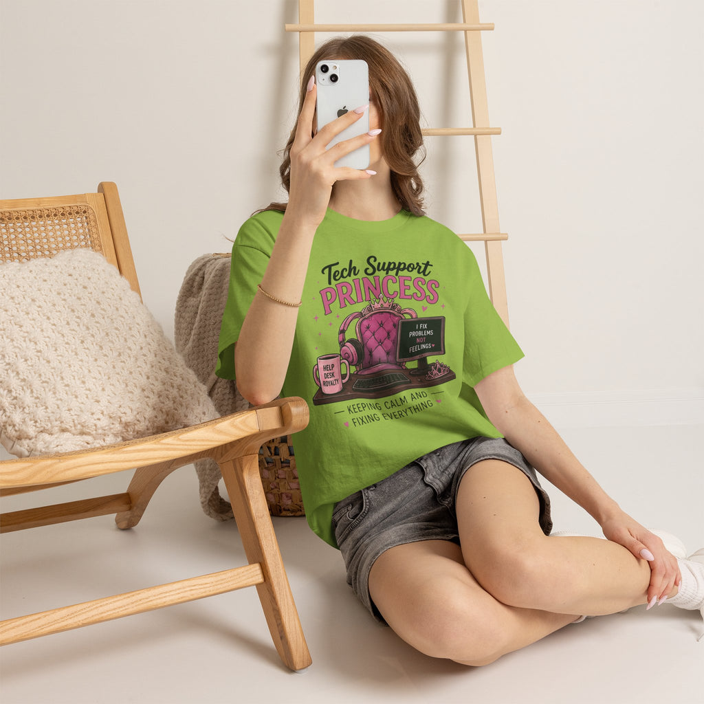 Tech Support Princess Keeping Calm and Fixing Everything Heavy Cotton T‑Shirt