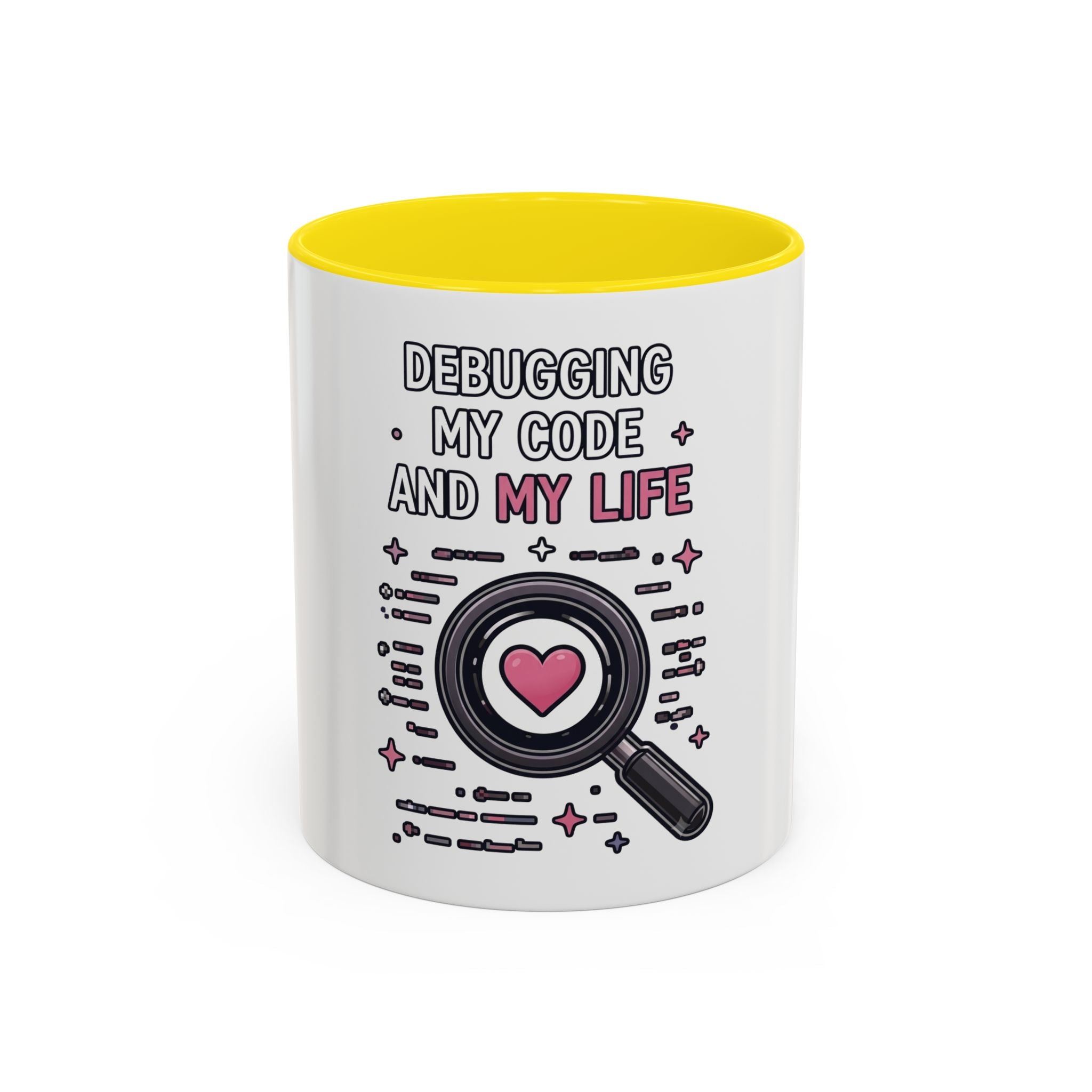 Debugging My Code and My Life Accent Coffee Mug - Coder Gifts, Funny Programming Mug (11/15oz)