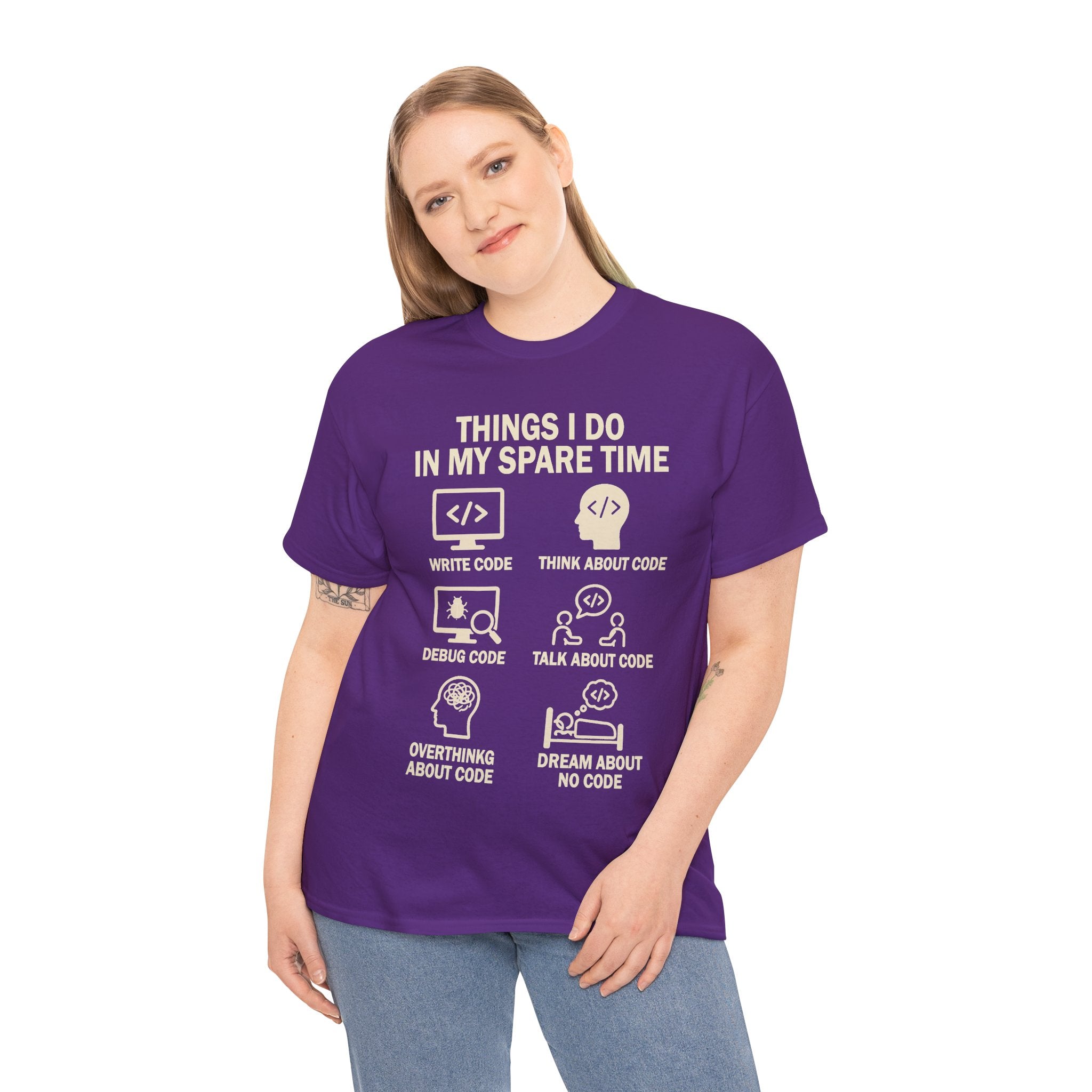 Things I Do in My Spare Time (Code) Unisex Heavy Cotton T-Shirt