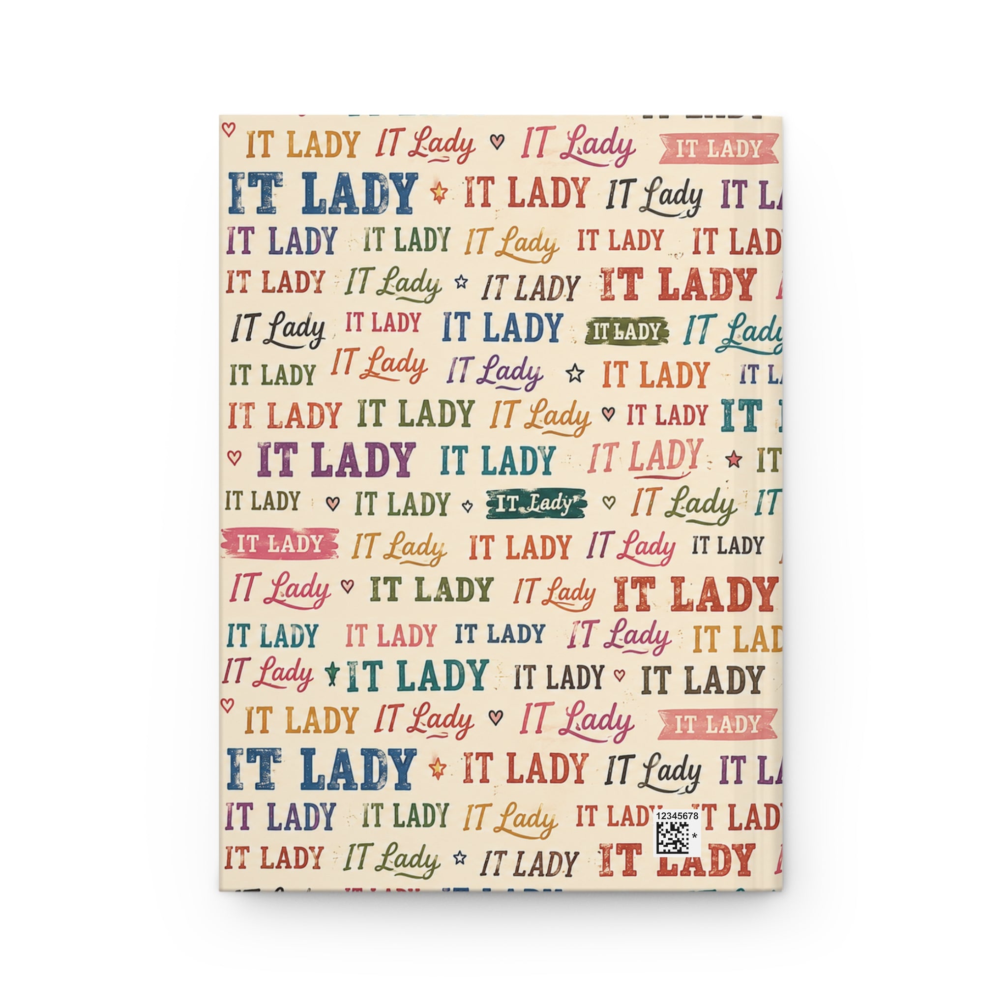 IT Lady Vintage Hardcover Journal - Retro Multicolor Patterned Notebook for Tech Women