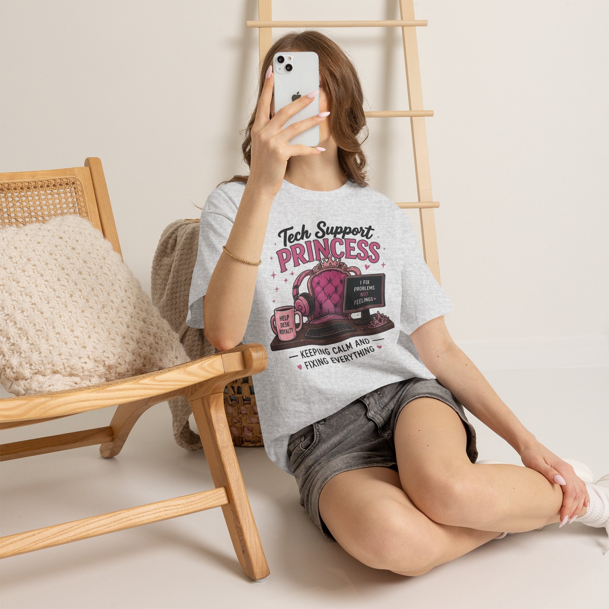 Tech Support Princess Keeping Calm and Fixing Everything Heavy Cotton T‑Shirt