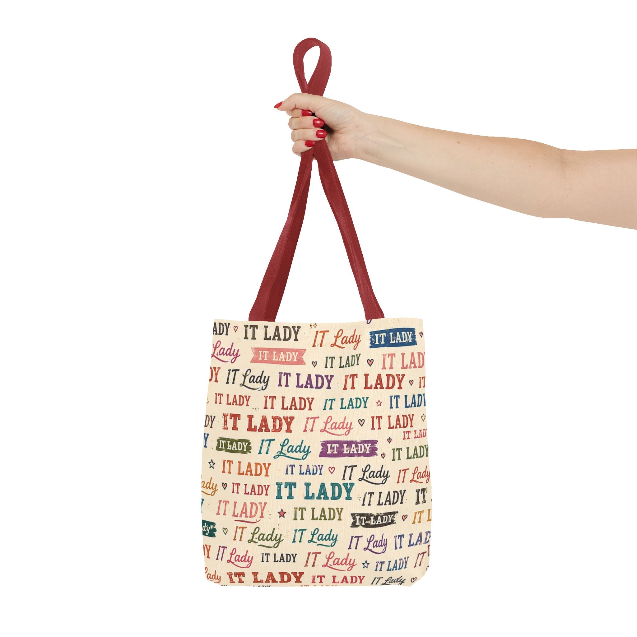 IT Lady Tote Bag - Retro Multicolor Typography All-Over Print