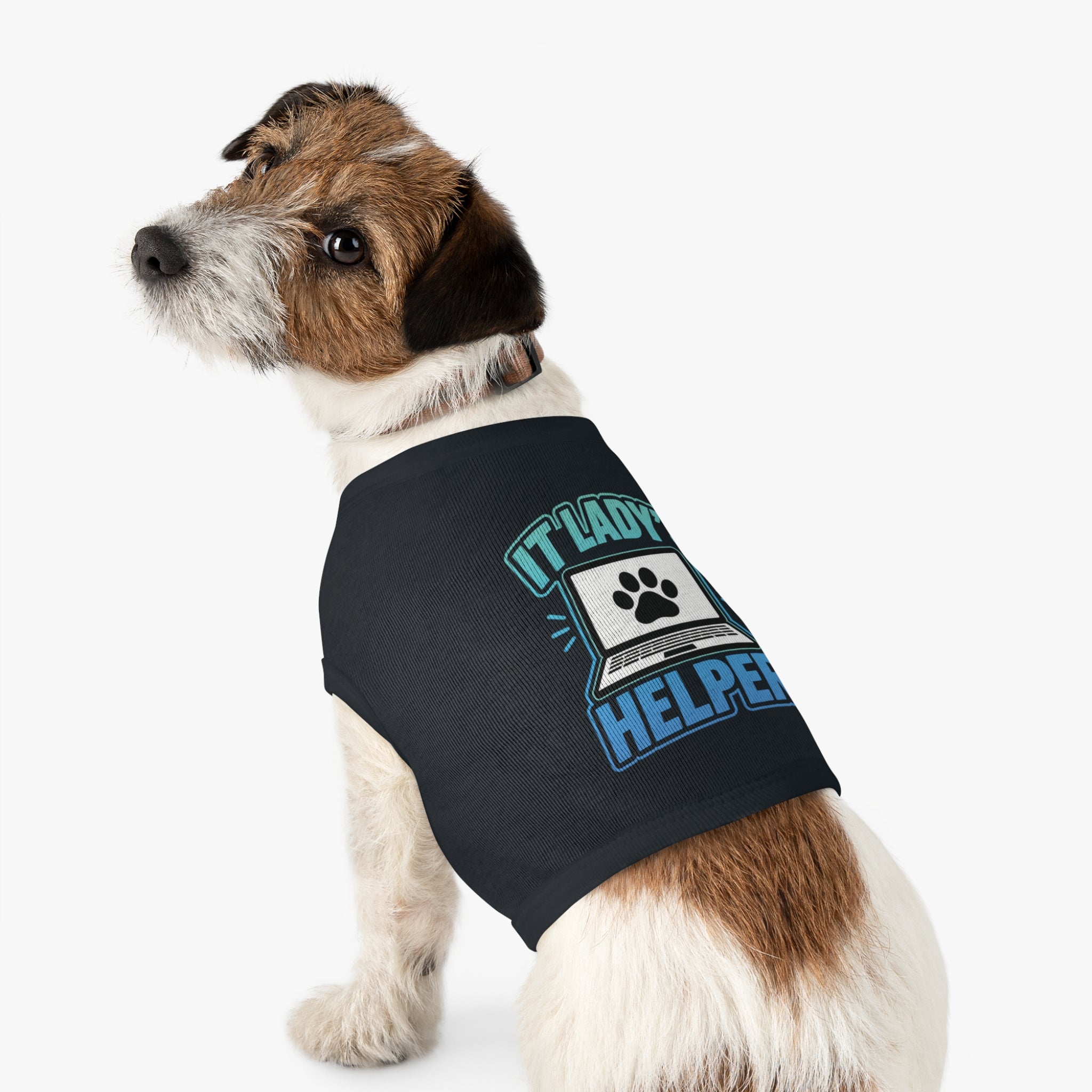 IT LADY'S HELPER Laptop Paw Graphic Dog & Cat Tee Pet Tank Top