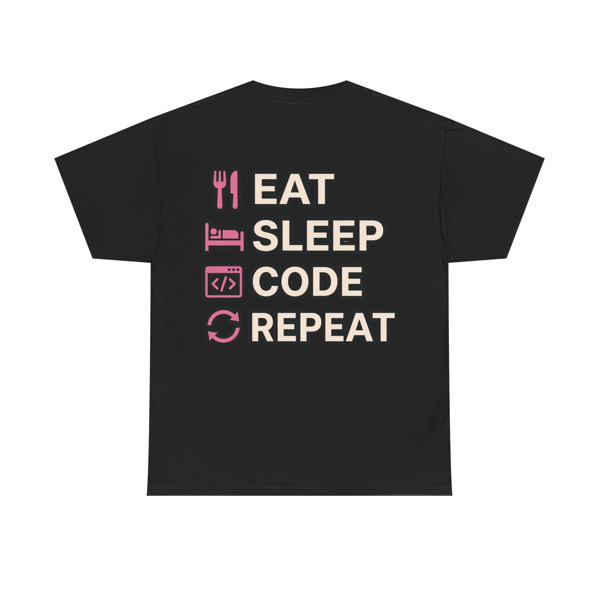 "Eat Sleep Code Repeat" Coder Heavy Cotton T‑Shirt