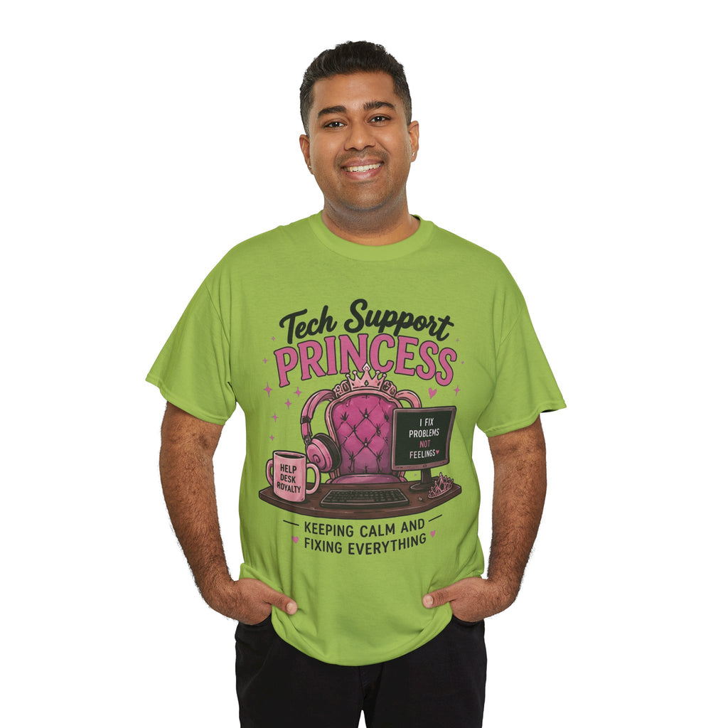 Tech Support Princess Keeping Calm and Fixing Everything Heavy Cotton T‑Shirt