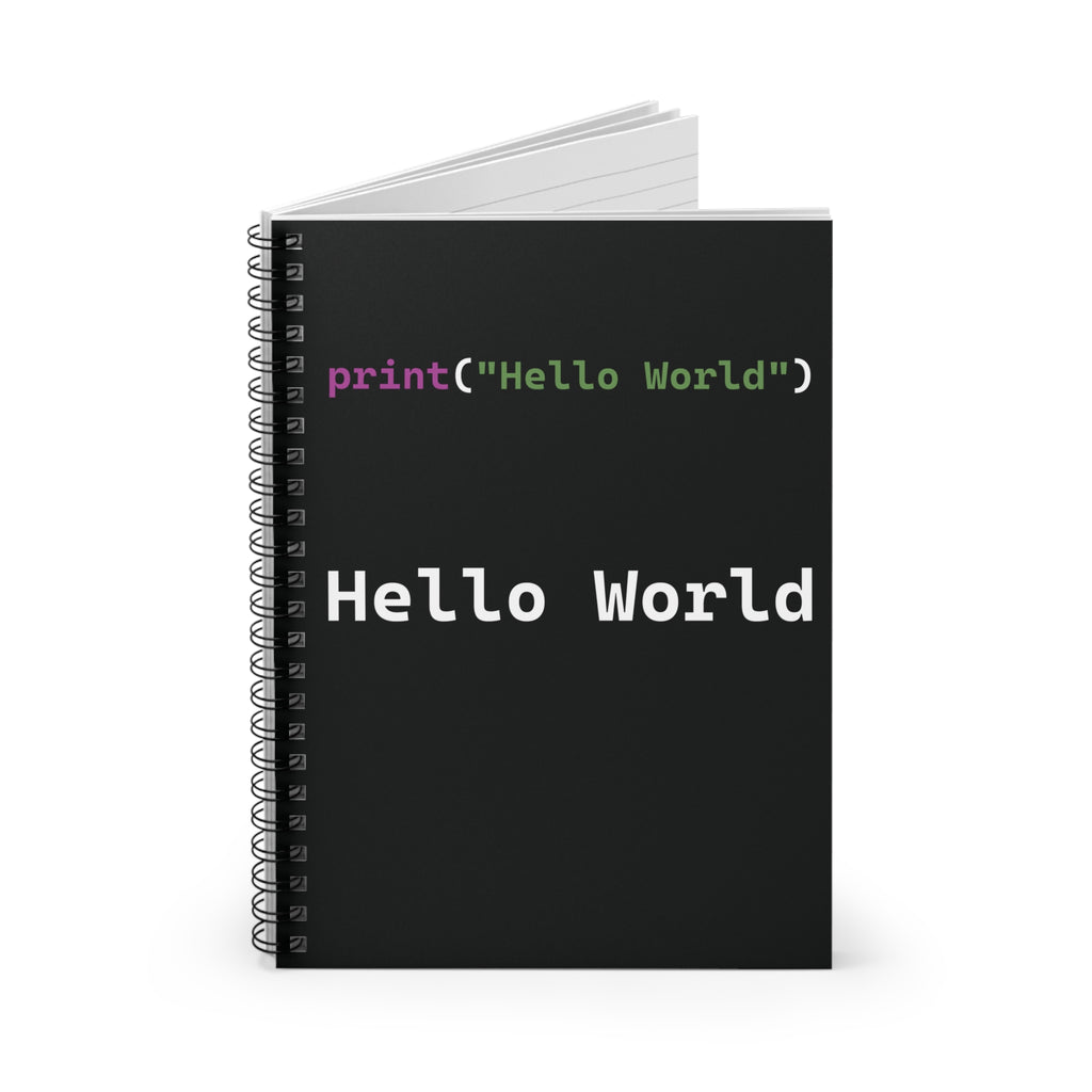 Hello World Programmer Spiral Notebook - print("Hello World") Coding Journal