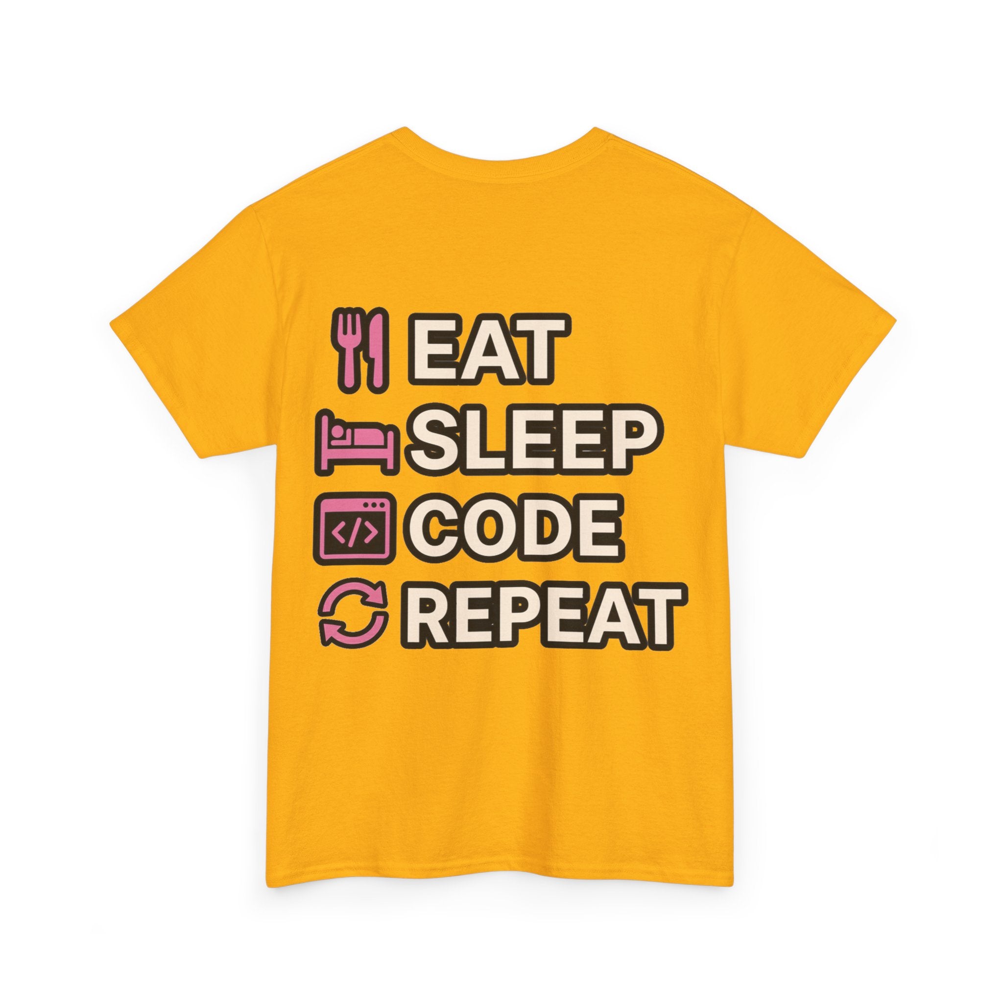 "Eat Sleep Code Repeat" Coder Heavy Cotton T‑Shirt