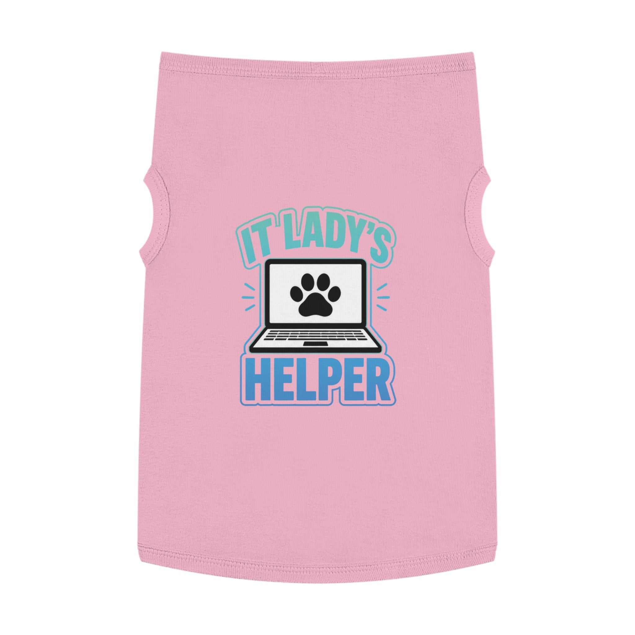 IT LADY'S HELPER Laptop Paw Graphic Dog & Cat Tee Pet Tank Top