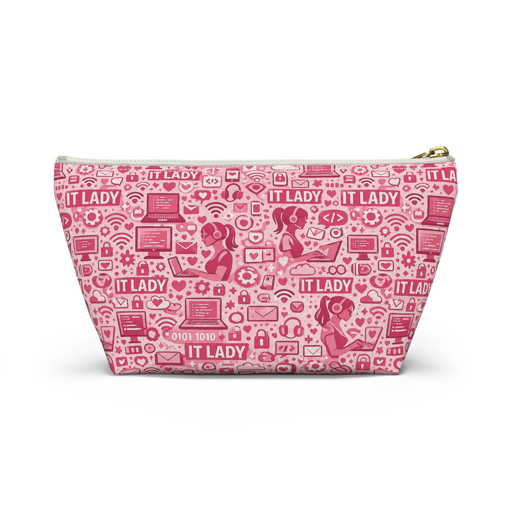 IT Lady Pink Tech Accessory Pouch - T‑Bottom Makeup & Gadget Organizer