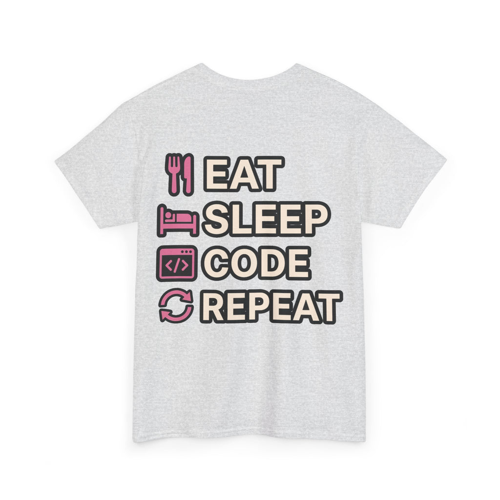 "Eat Sleep Code Repeat" Coder Heavy Cotton T‑Shirt