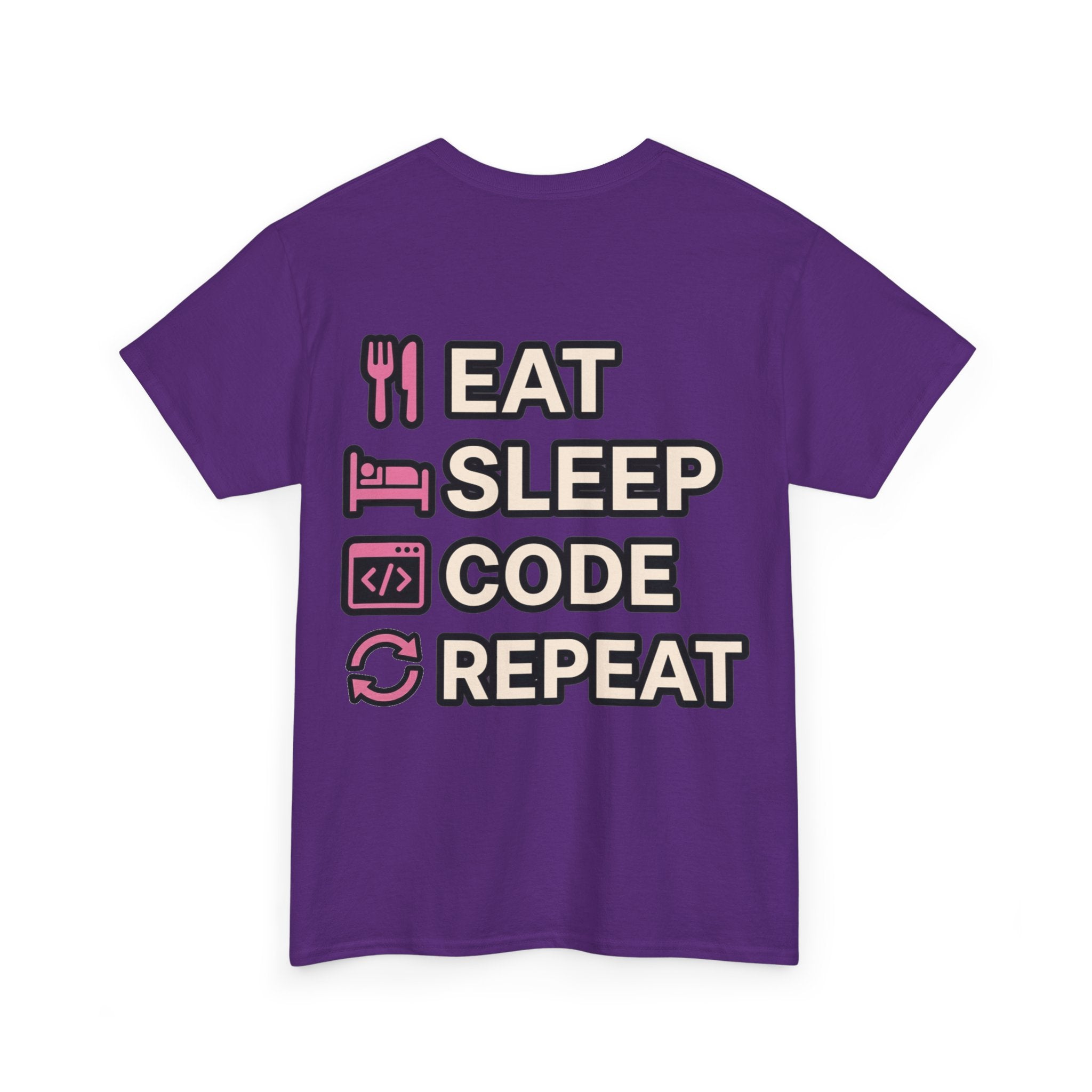 "Eat Sleep Code Repeat" Coder Heavy Cotton T‑Shirt