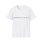 Front: print("Hello World") Back: Hello World Programmer Unisex Softstyle T-Shirt