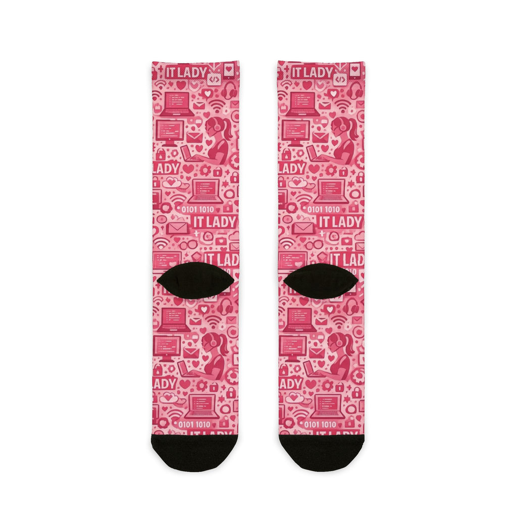 IT Lady Pink Patterned Crew Socks - Tech & Gamer Gift