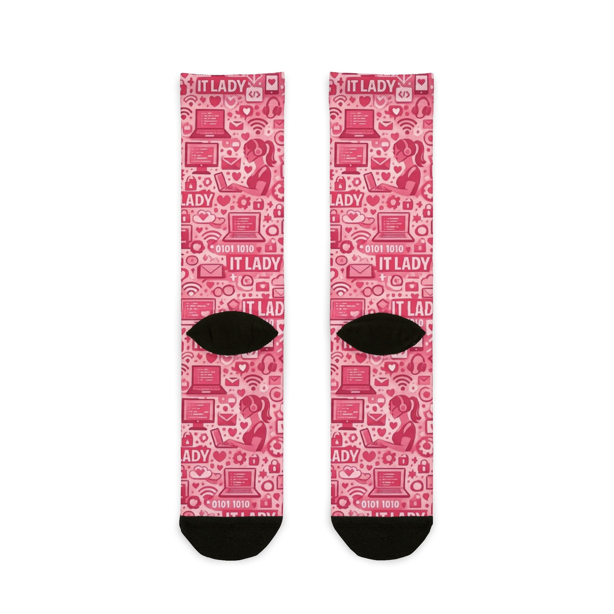 IT Lady Pink Patterned Crew Socks - Tech & Gamer Gift