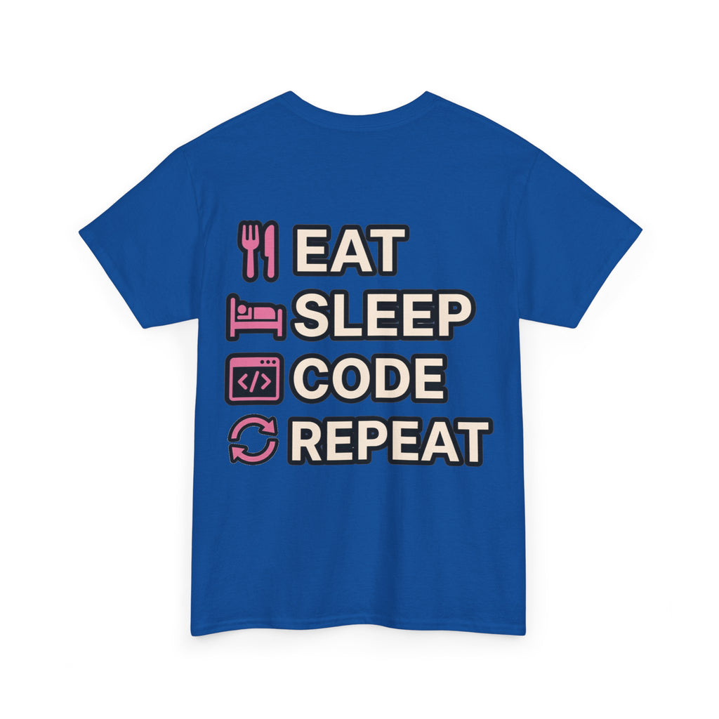 "Eat Sleep Code Repeat" Coder Heavy Cotton T‑Shirt