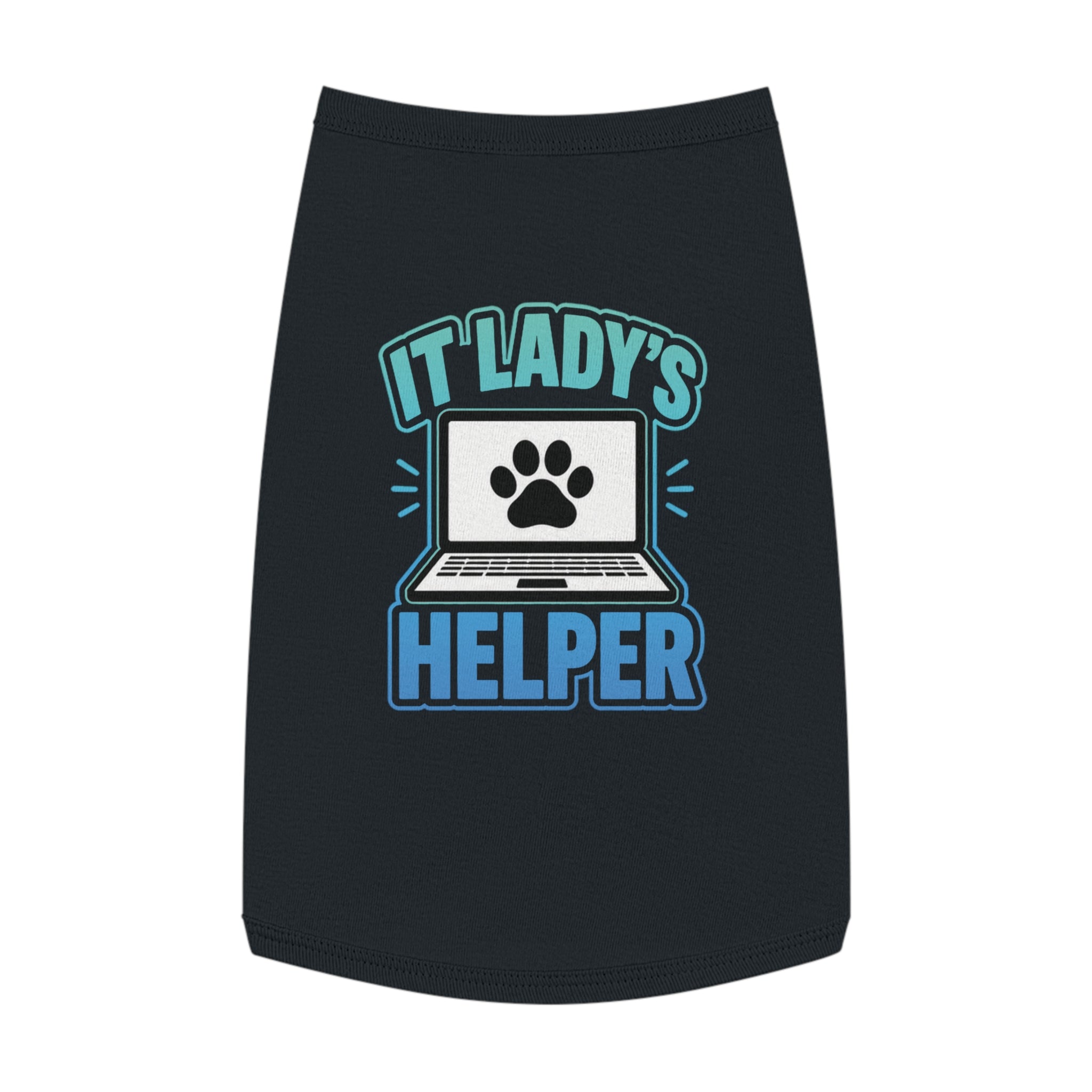 IT LADY'S HELPER Laptop Paw Graphic Dog & Cat Tee Pet Tank Top
