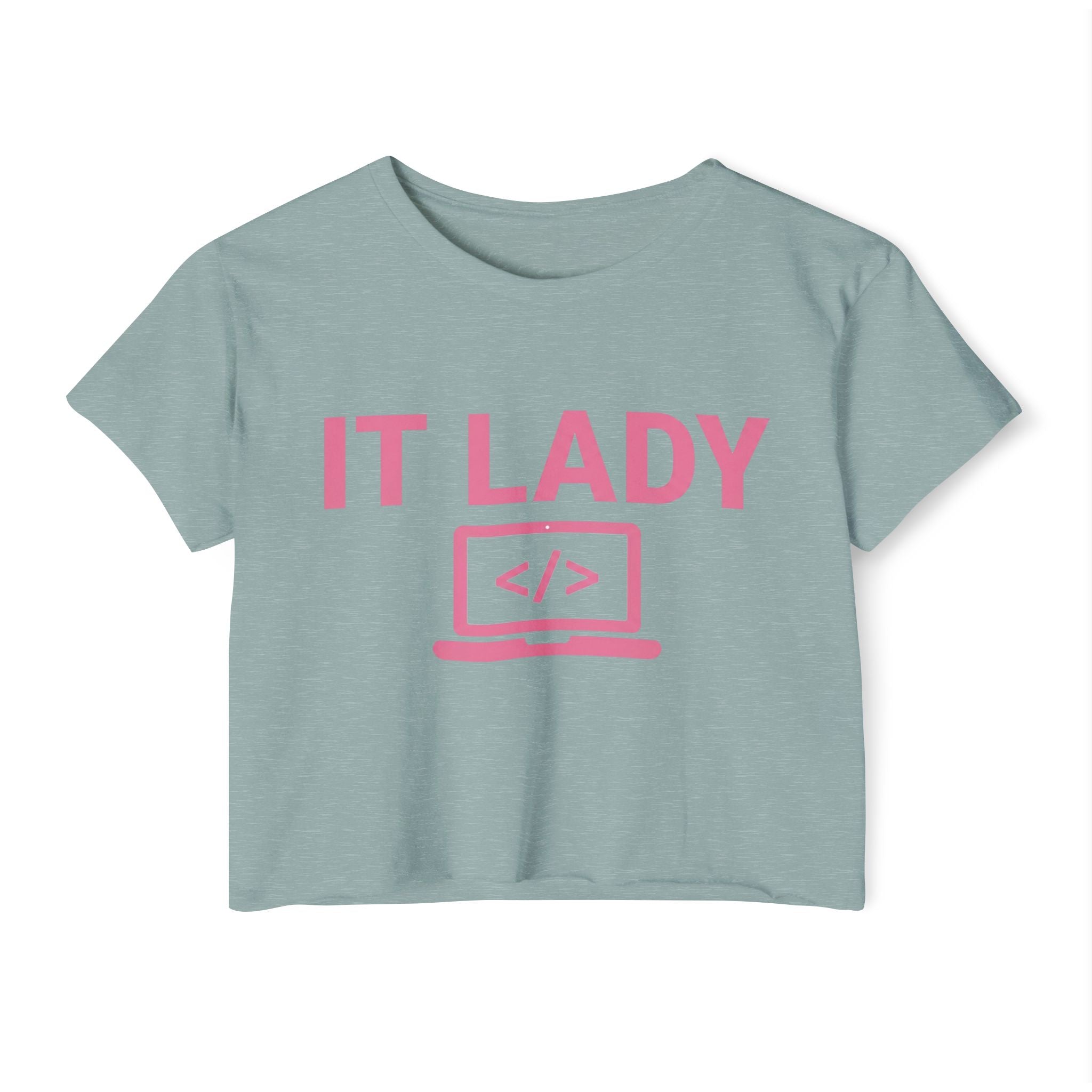 IT Lady with Laptop Crop Top T-Shirt