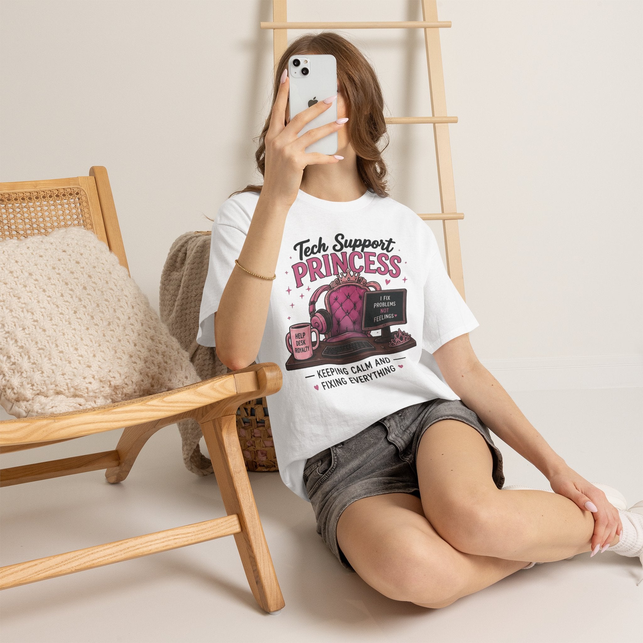 Tech Support Princess Keeping Calm and Fixing Everything Heavy Cotton T‑Shirt