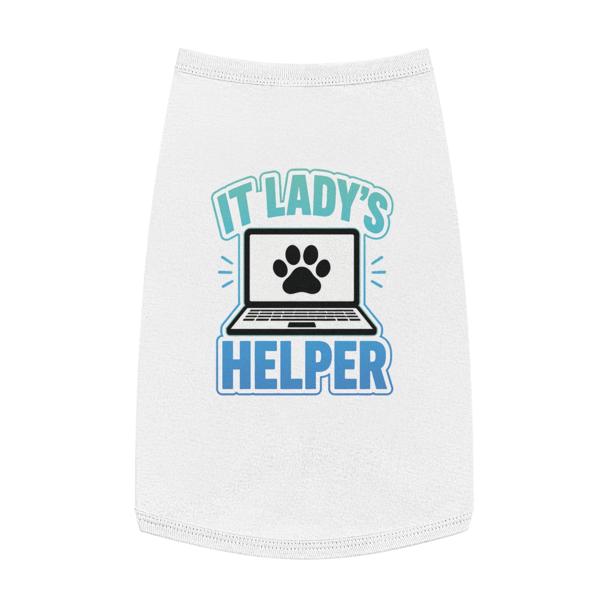 IT LADY'S HELPER Laptop Paw Graphic Dog & Cat Tee Pet Tank Top