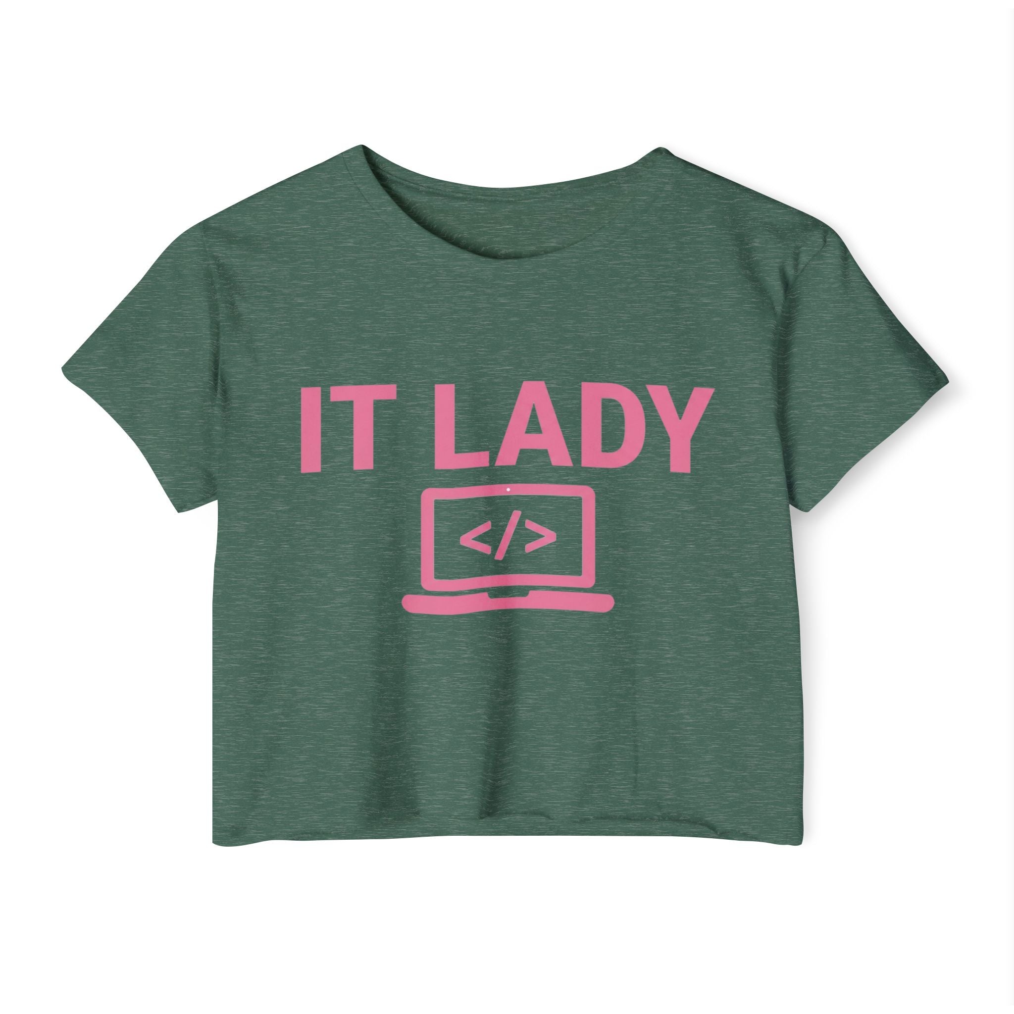 IT Lady with Laptop Crop Top T-Shirt