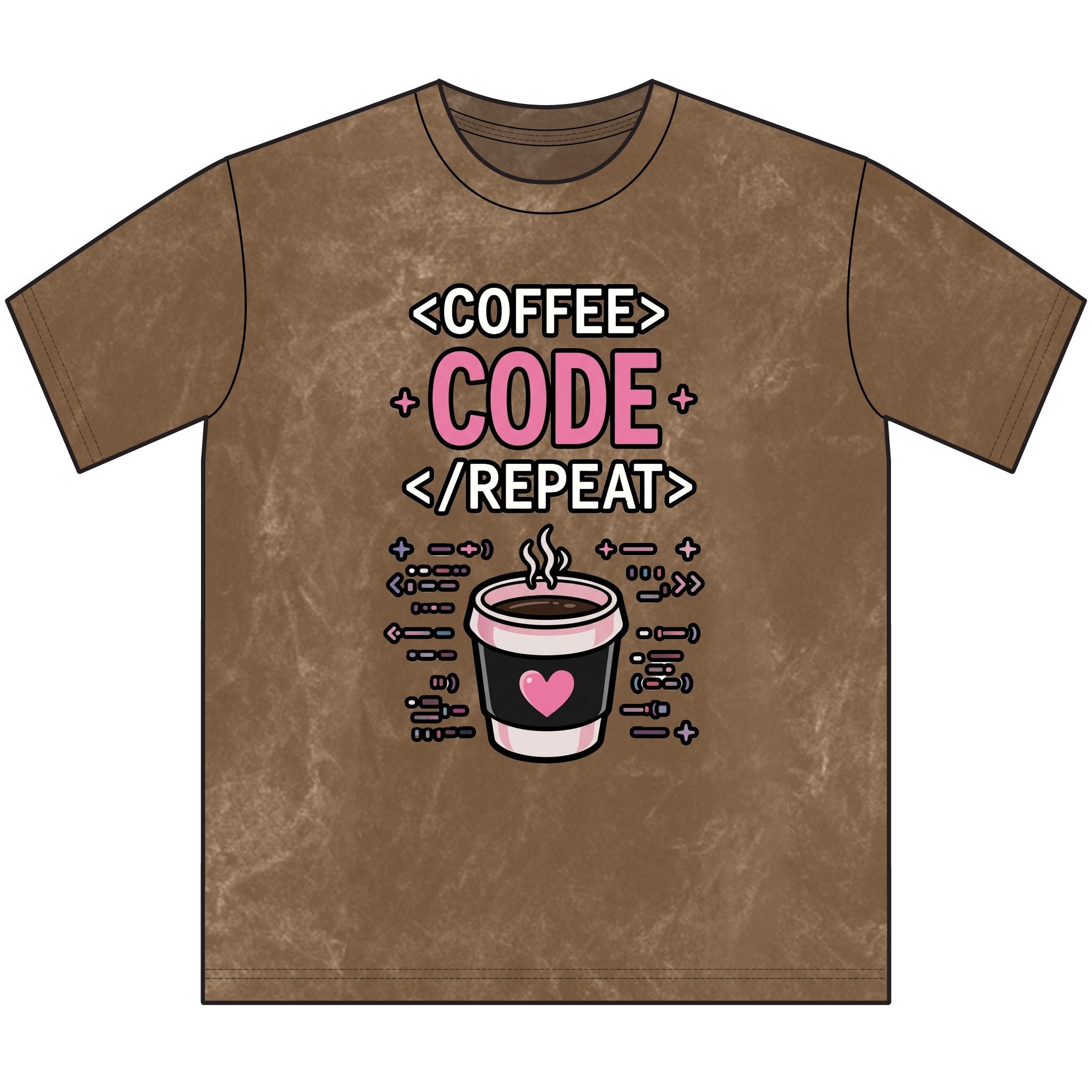 Coffee Code Repeat Unisex Vintage T-Shirt
