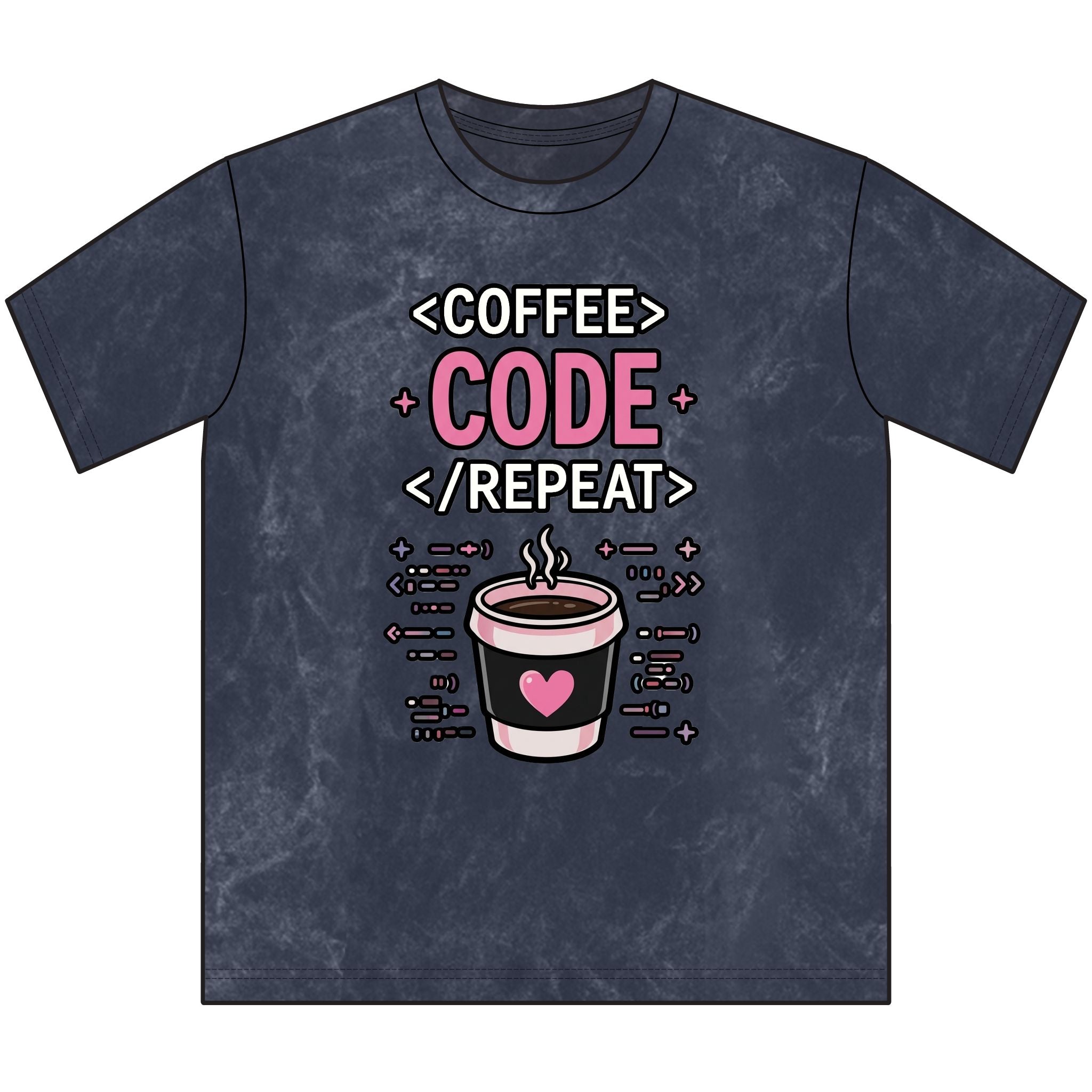 Coffee Code Repeat Unisex Vintage T-Shirt