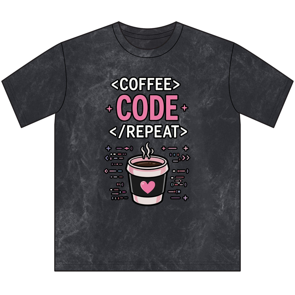 Coffee Code Repeat Unisex Vintage T-Shirt