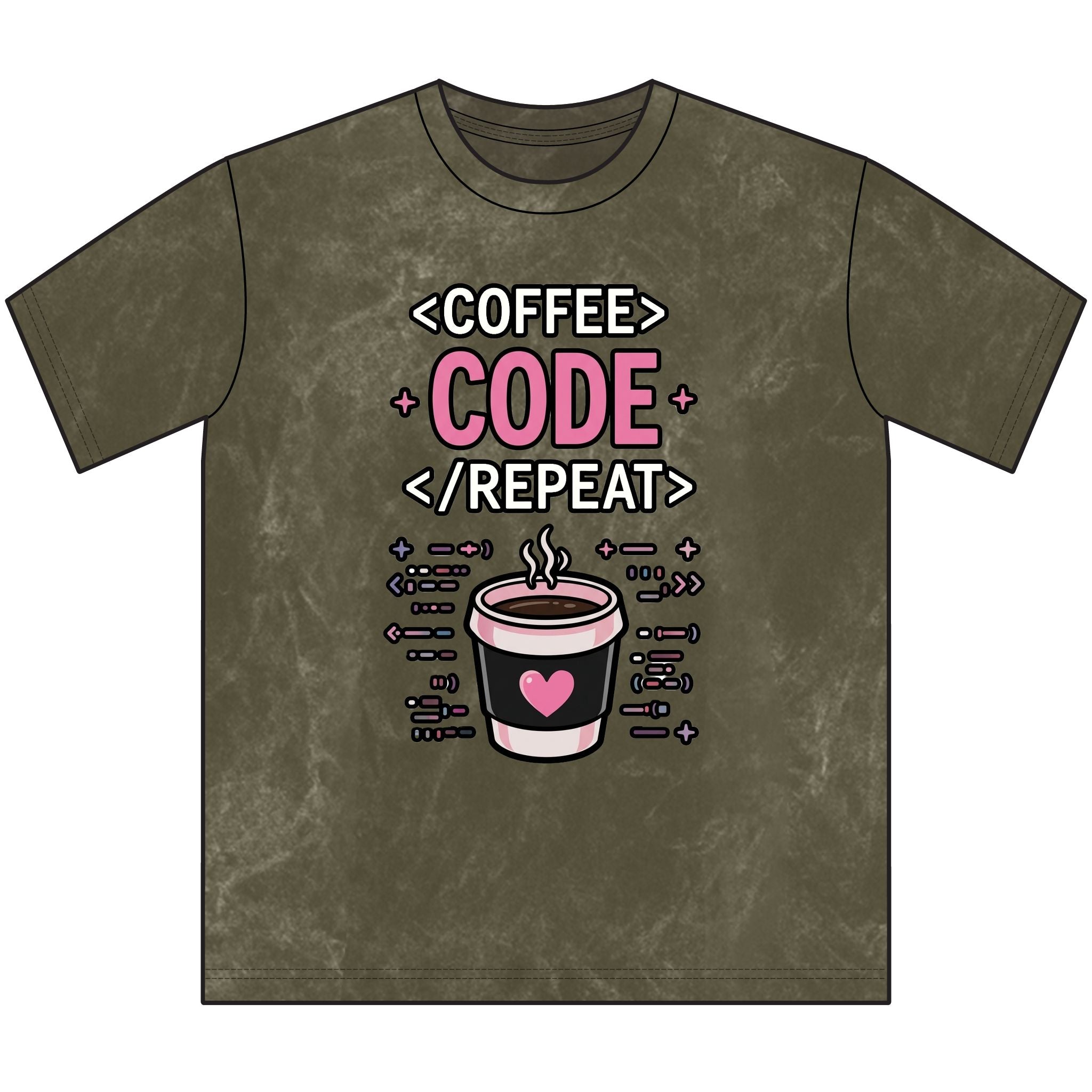 Coffee Code Repeat Unisex Vintage T-Shirt