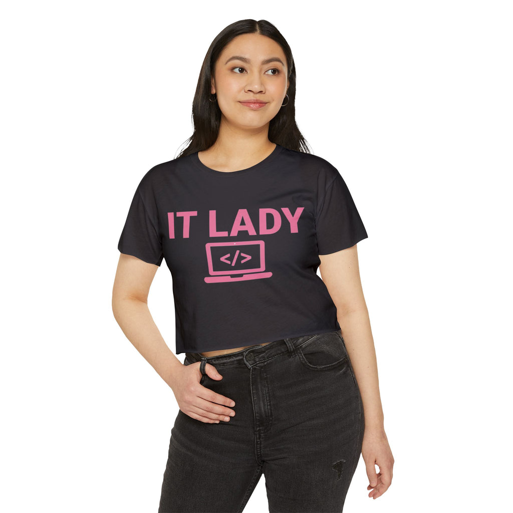 IT Lady with Laptop Crop Top T-Shirt