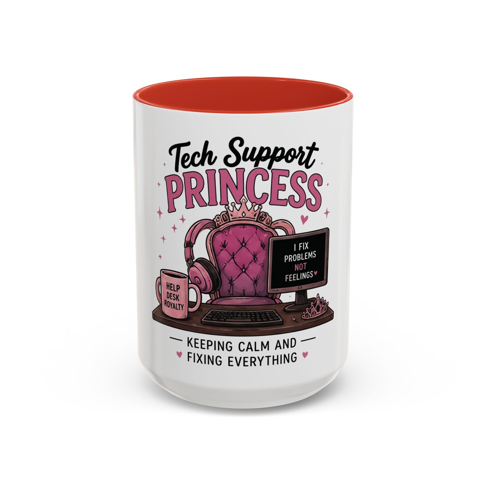 Coffee First Tickets Accent Mug - Funny Pink Heart Coffee Lover Gift (11/15oz)