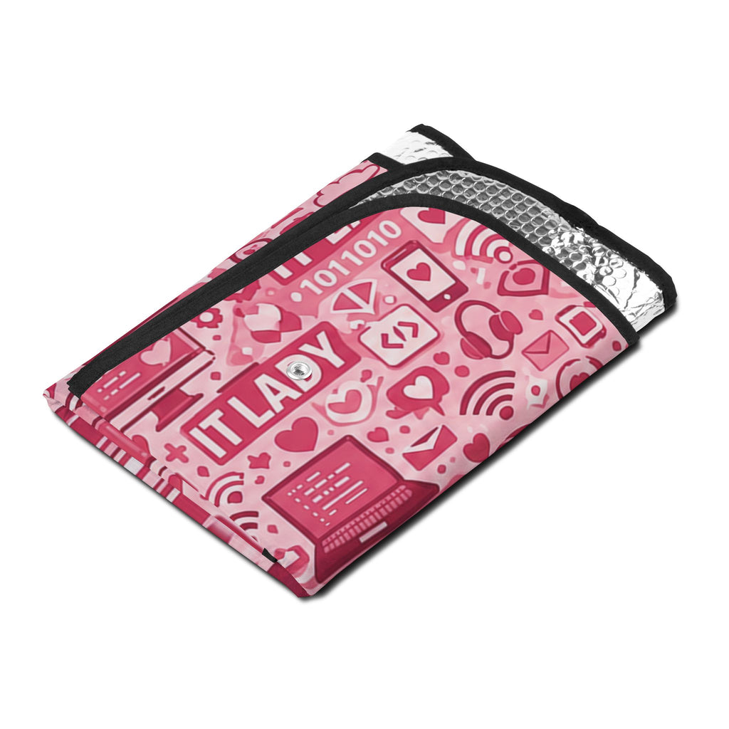 Pink "IT Lady" Car Sun Shade - Cute Tech Pattern Windshield Protector