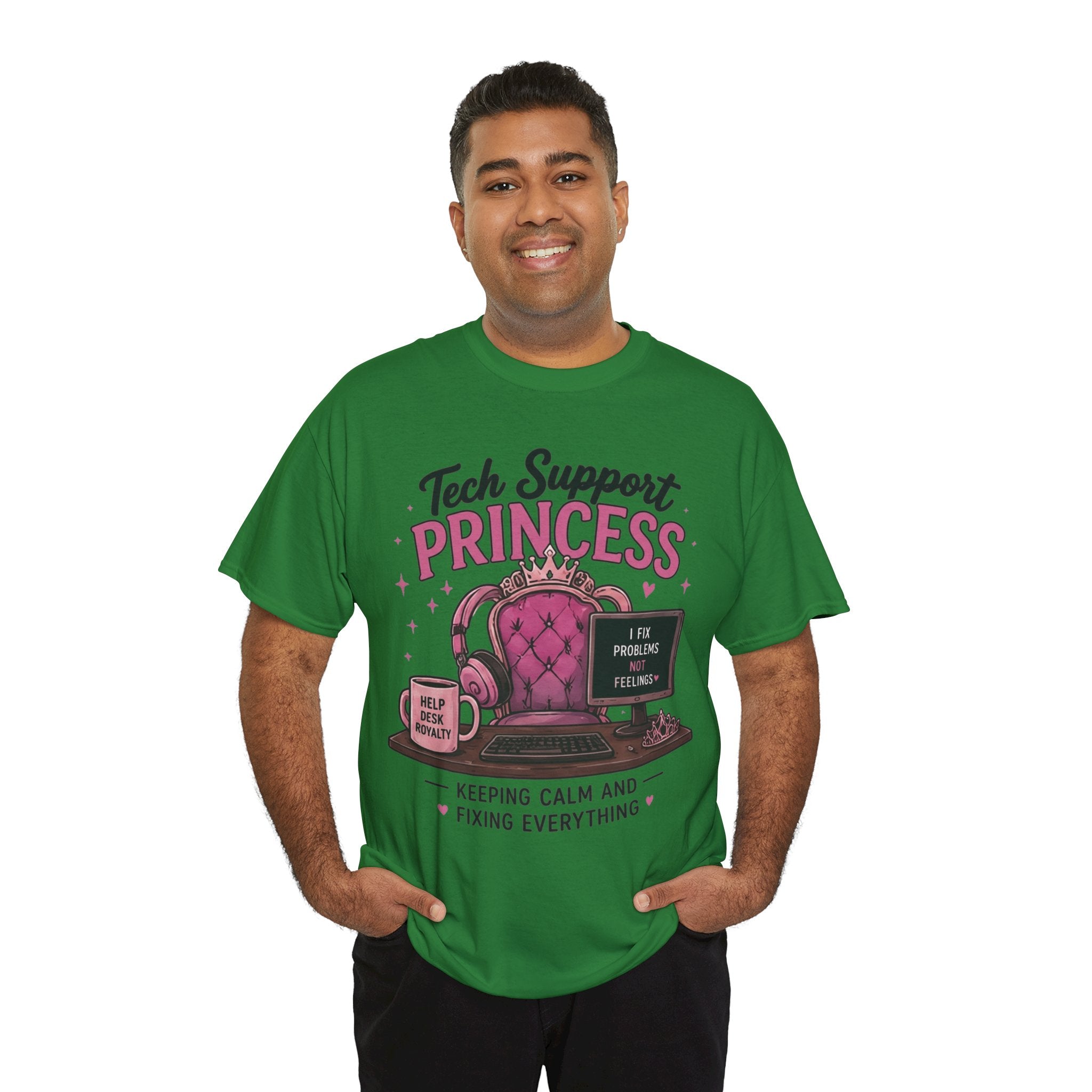 Tech Support Princess Keeping Calm and Fixing Everything Heavy Cotton T‑Shirt