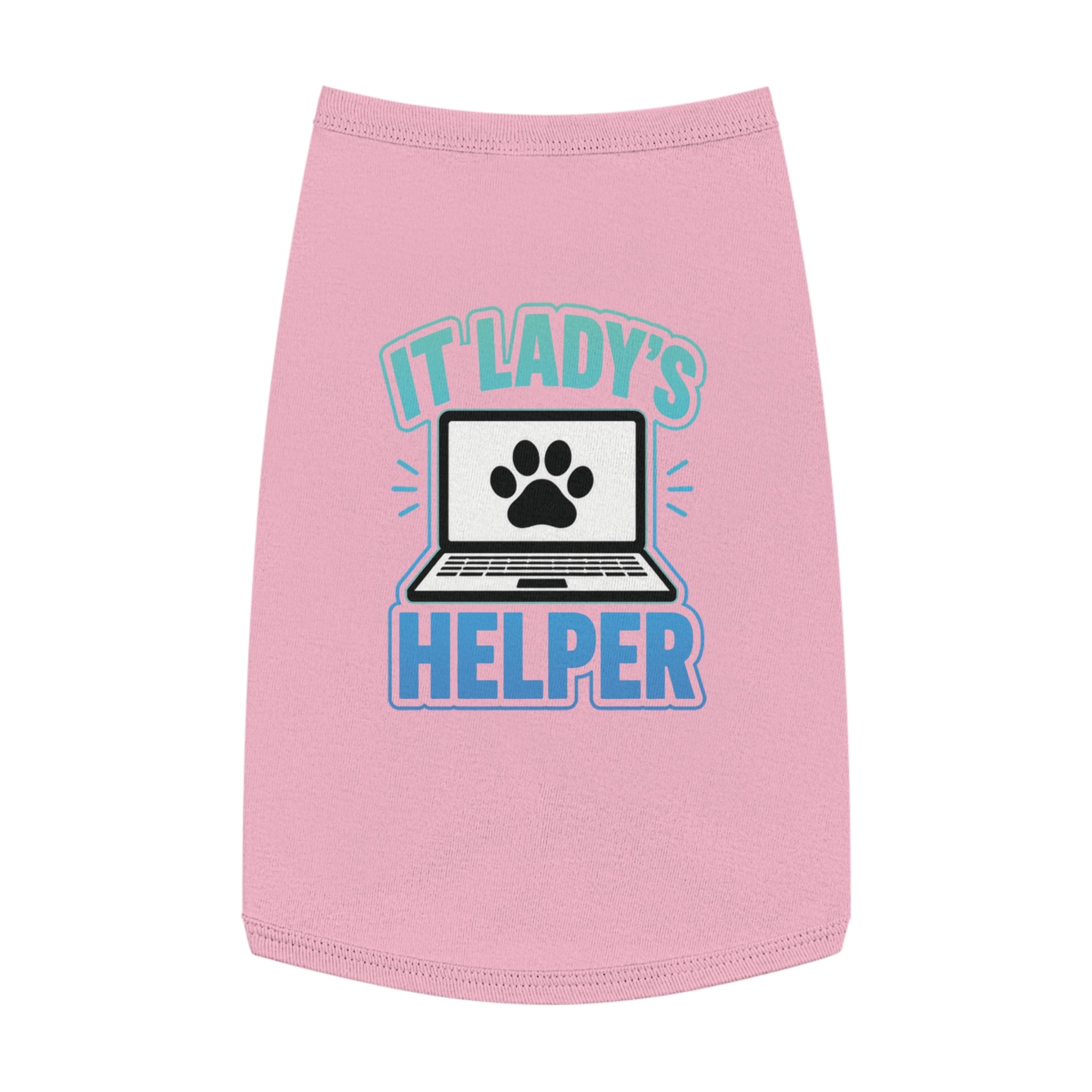 IT LADY'S HELPER Laptop Paw Graphic Dog & Cat Tee Pet Tank Top