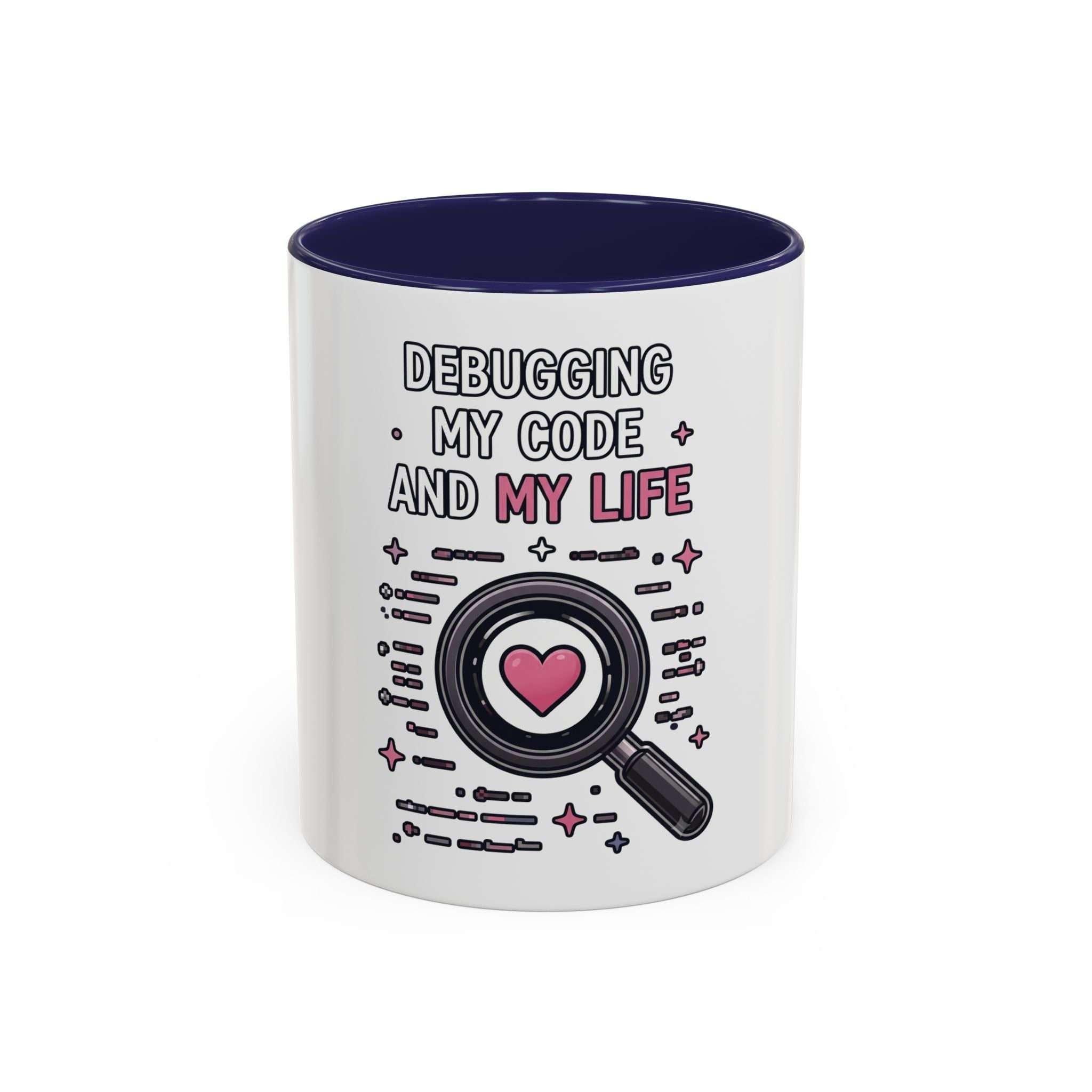Debugging My Code and My Life Accent Coffee Mug - Coder Gifts, Funny Programming Mug (11/15oz)