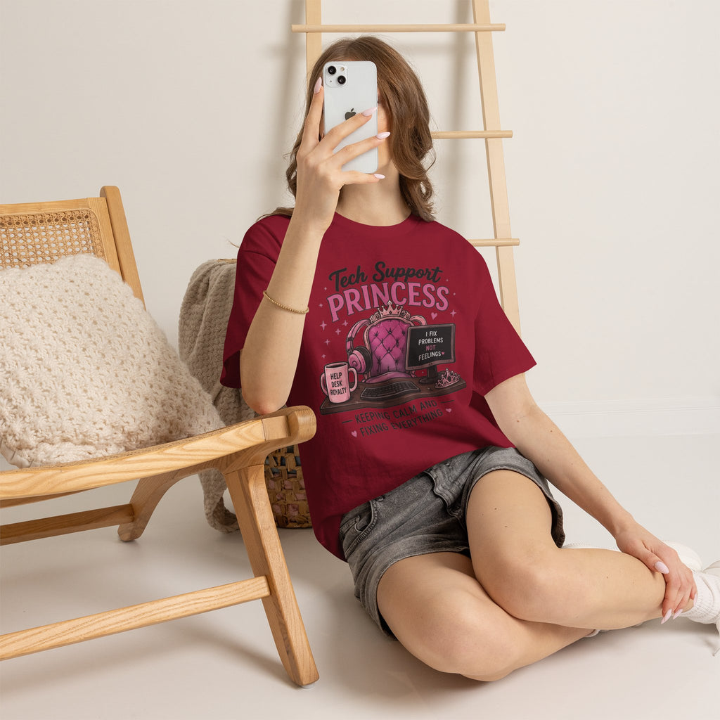 Tech Support Princess Keeping Calm and Fixing Everything Heavy Cotton T‑Shirt