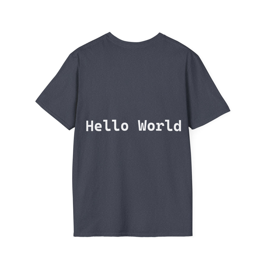 Front: print("Hello World") Back: Hello World Programmer Unisex Softstyle T-Shirt