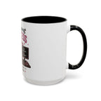 Coffee First Tickets Accent Mug - Funny Pink Heart Coffee Lover Gift (11/15oz)