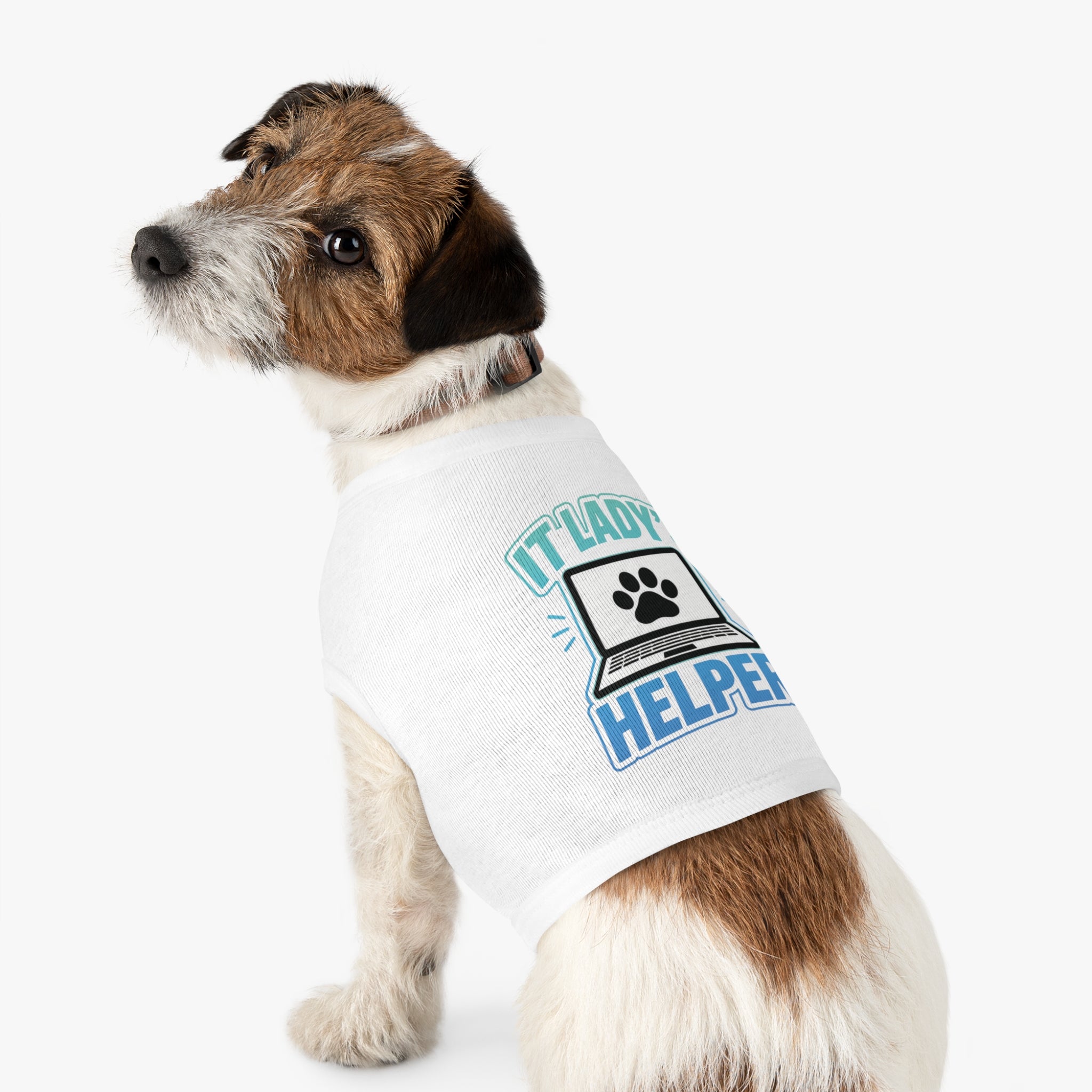 IT LADY'S HELPER Laptop Paw Graphic Dog & Cat Tee Pet Tank Top