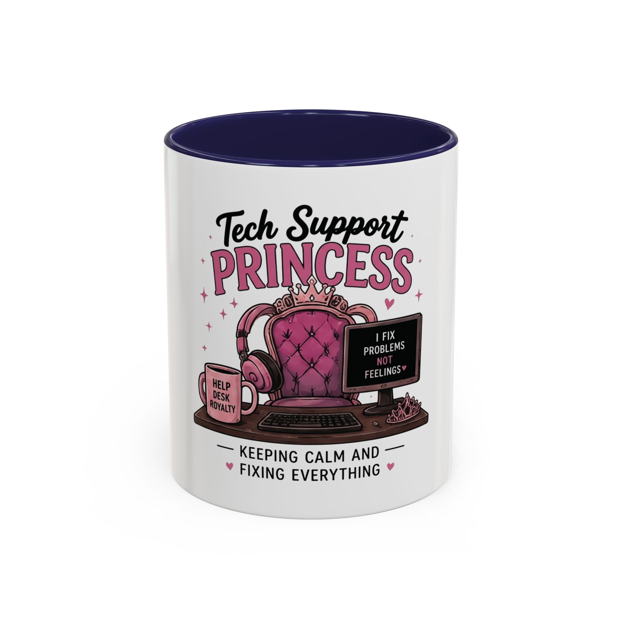 Coffee First Tickets Accent Mug - Funny Pink Heart Coffee Lover Gift (11/15oz)