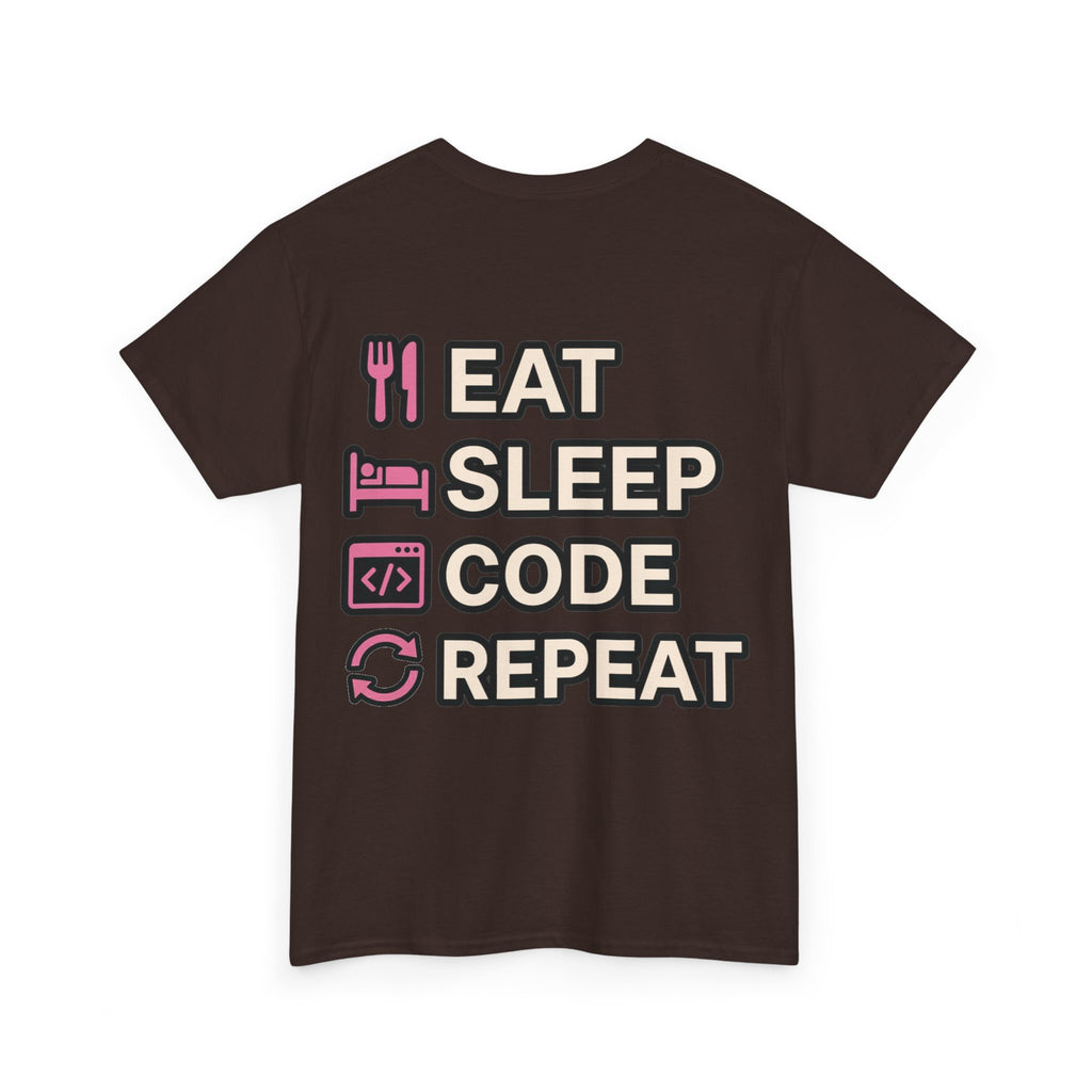 "Eat Sleep Code Repeat" Coder Heavy Cotton T‑Shirt