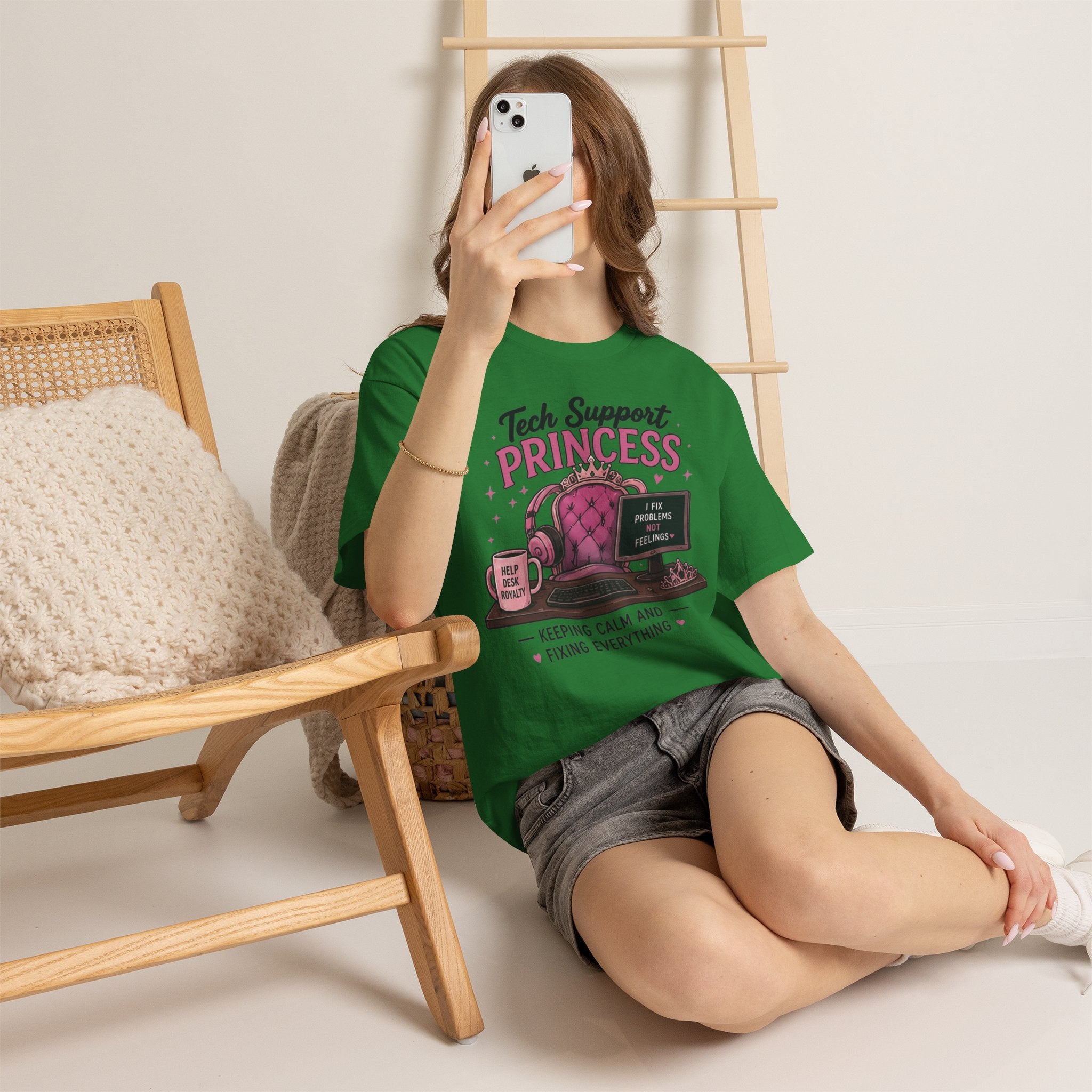 Tech Support Princess Keeping Calm and Fixing Everything Heavy Cotton T‑Shirt